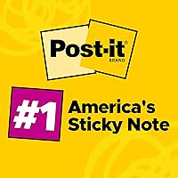 Vista 3 de Post-it Notes 3x3 in, 12 Pads, America's #1 Favorite Sticky Notes, Canary Yellow, Clean Removal, Recyclable (654)