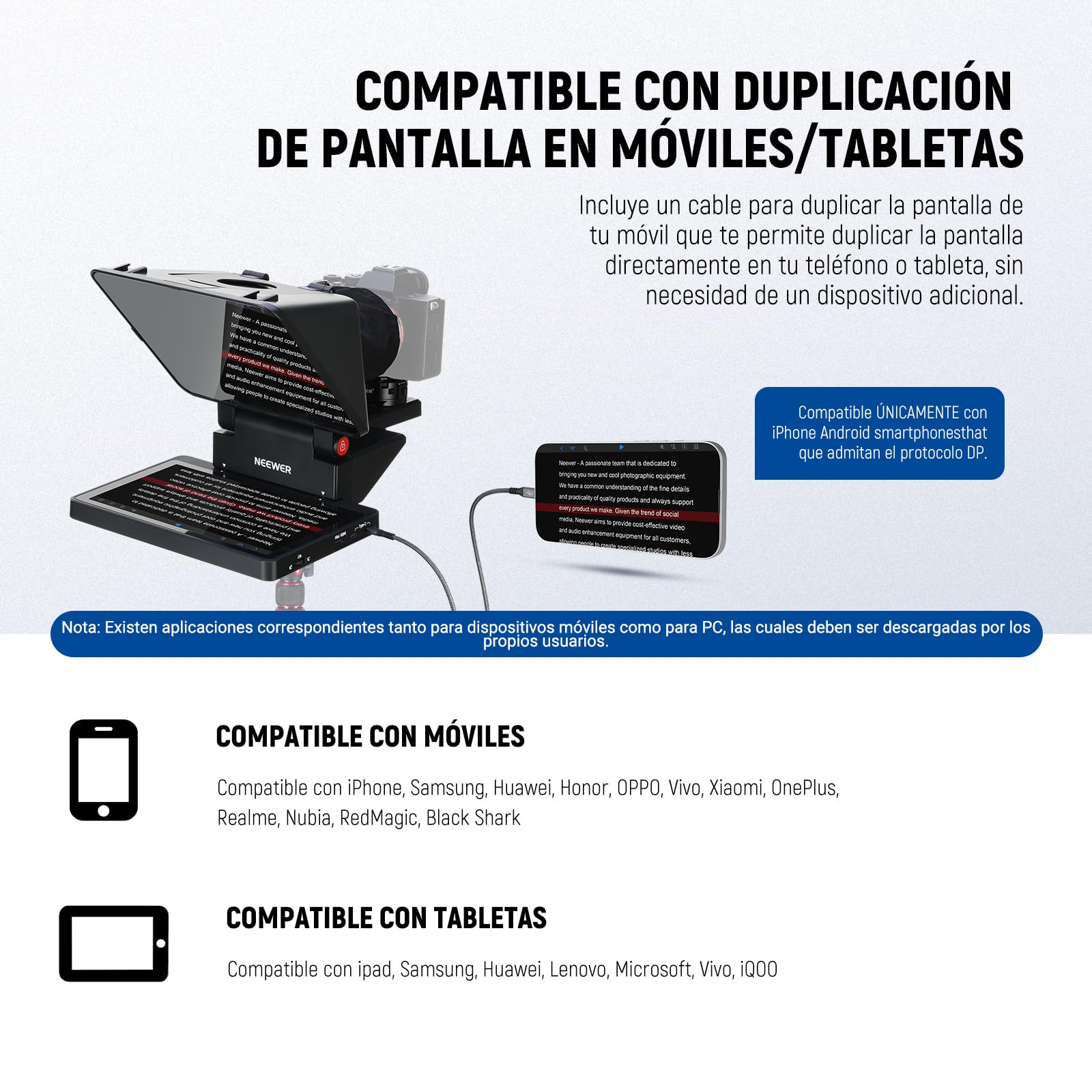 NEEWER Actualizado 2 En 1 Teleprompter 11" con Monitor para Windows MacOS, Admite Duplicación Pantalla, Portátil Prompter para Cámara Teléfono Webcam Youtube Twitch Streaming Videoconferencia, X11