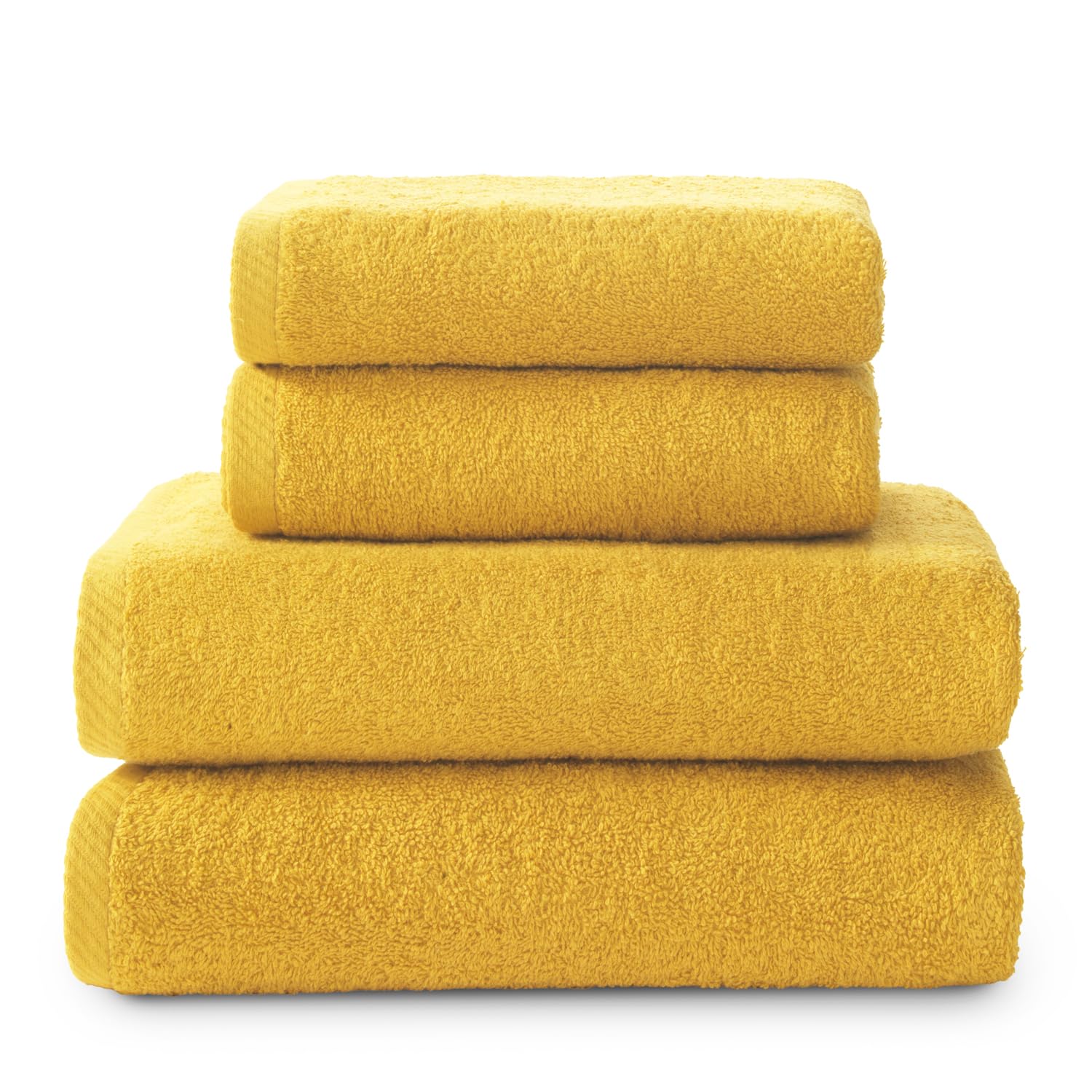 Top Towel Gold - Combo - Large Bath Towels - Bathroom Towels - 2 Hand Or Sink Towels + 2 Bath Towels - 100% Cotton