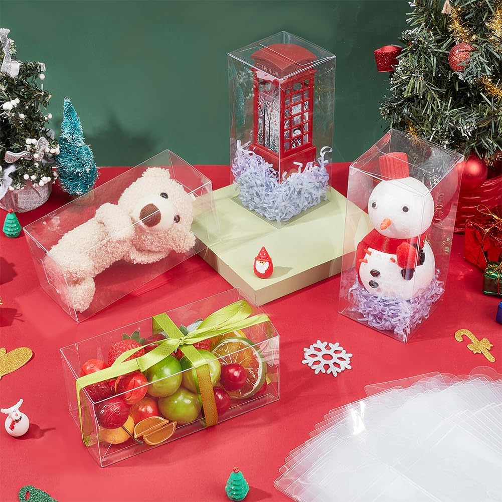 BENECREAT 20 Pack 2.7x2.7x6.3 Plastic Boxes Rectangle Plastic Party Favor Boxes for Wedding Party Treat Candy Cupcakes, Mother's Day Festival Gift Packaging - Image 5