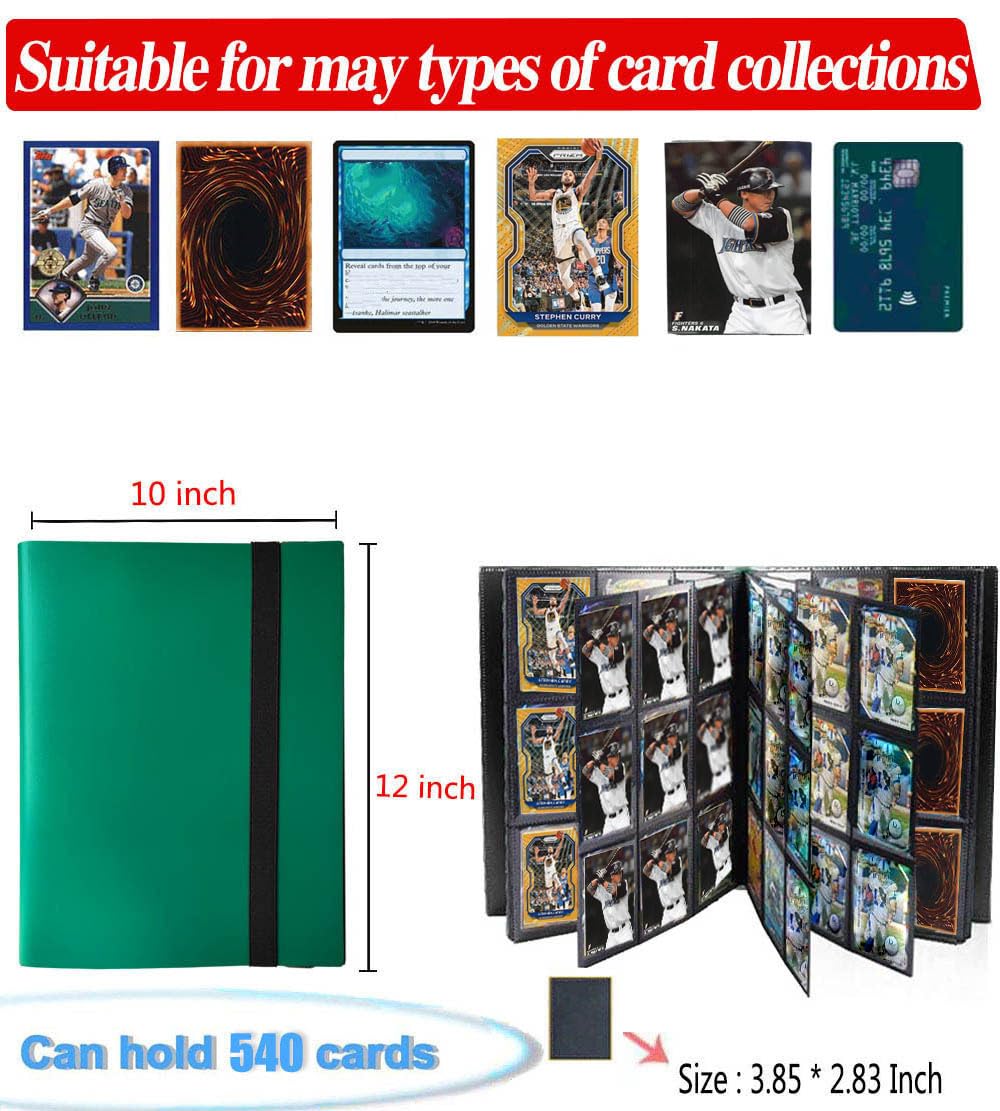 Amazon.com: PKMLIFE Trading Card Binder Holder, 9 Pocket Card Album Sleeves  for Baseball Yugioh MTG TCG Cards, Collection Card Best Protection, 20  Pages Put up to 360 Cards (Greem) : Toys & Games
