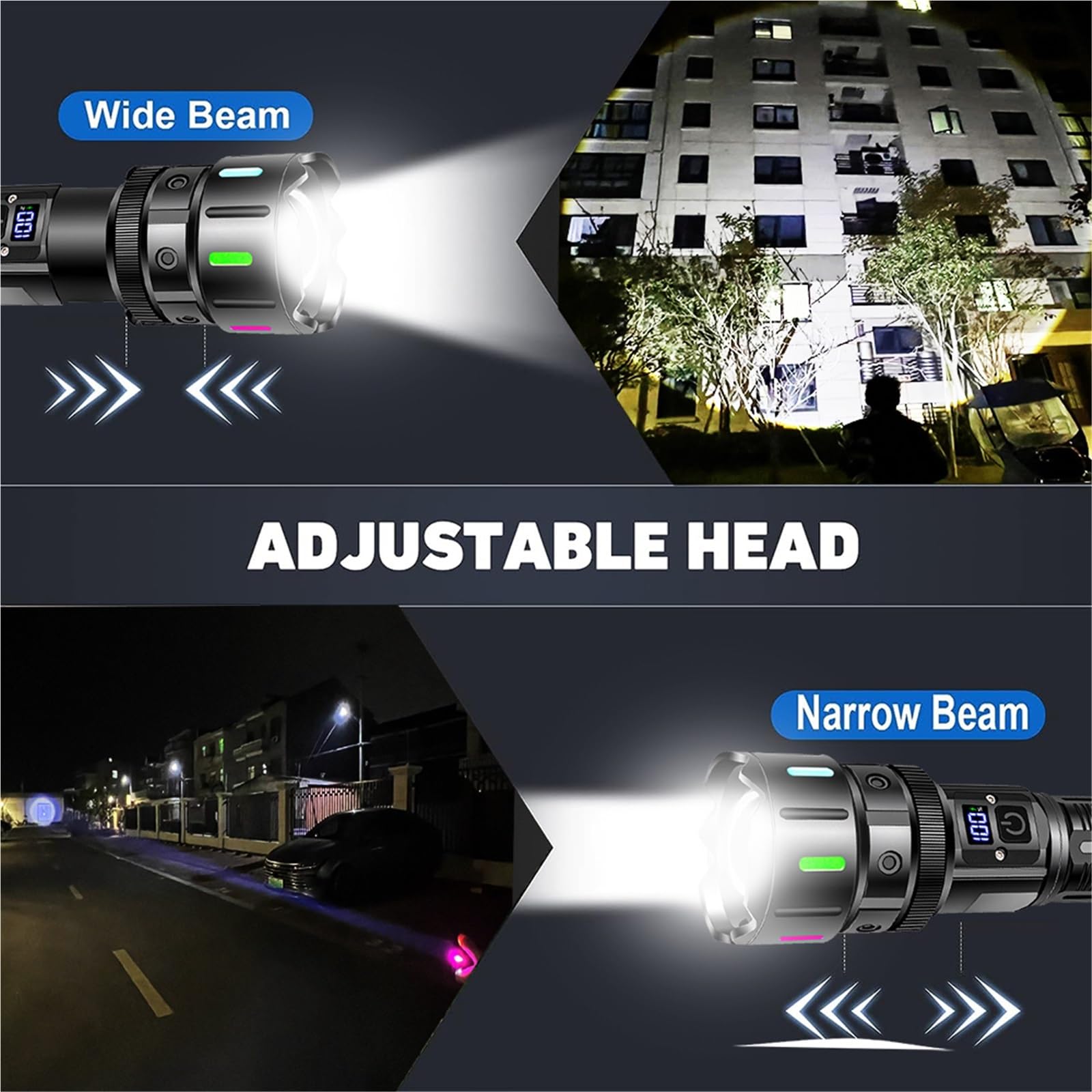Torcia LED Torcia Ad Alta Potenza, Ultra Potente, Lampada A LED Ricaricabile Tramite USB, Fluorescenza, Esercito, Tattica, Caccia, Campeggio,campeggio