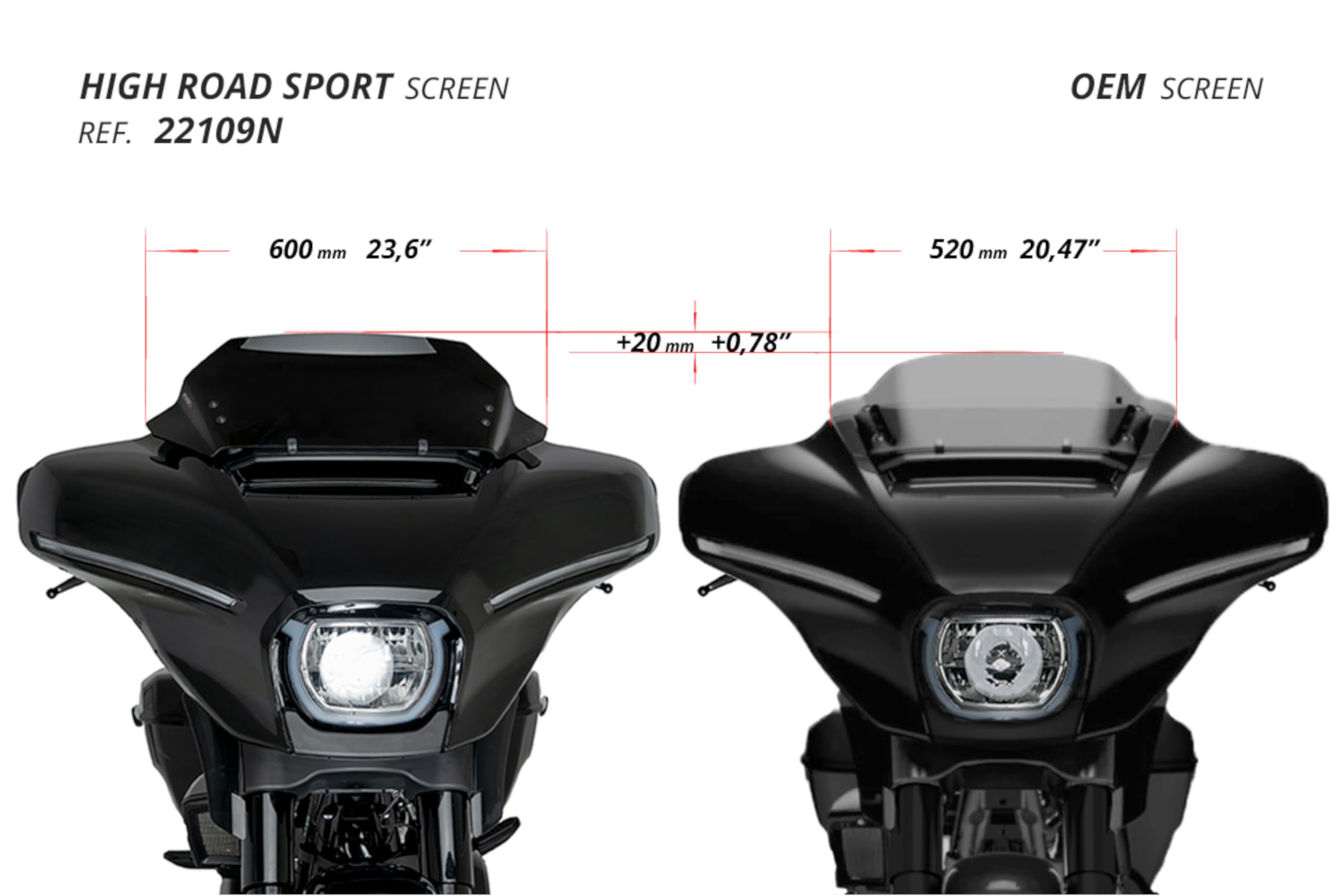 Puig 22109F High-Road Sport aus hochfestem PMMA mit aerodynamischem Design zur Verbesserung von Komfort und Reduzierung von Turbulenzen, Dunkel getönt
