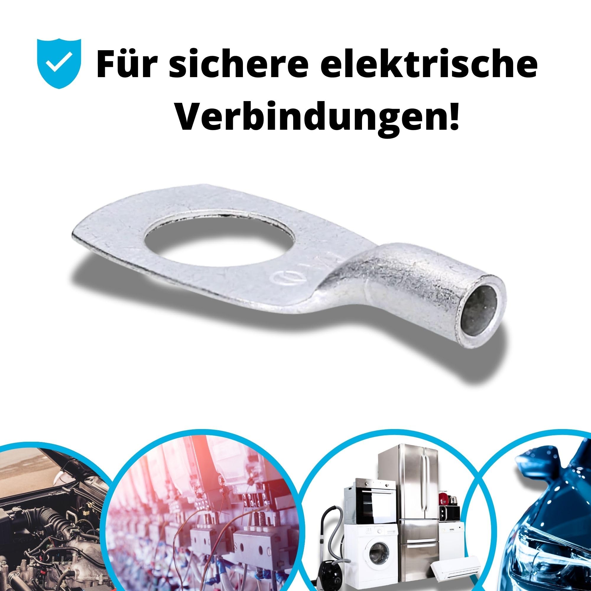 Cembre A1-M10-10x Terminales de Cable Tubular de 4-6 mm² y M10 | Cobre electrolítico estañado sin aislamiento con orificio de inspección, para crimpado seguro en coches y hogar.