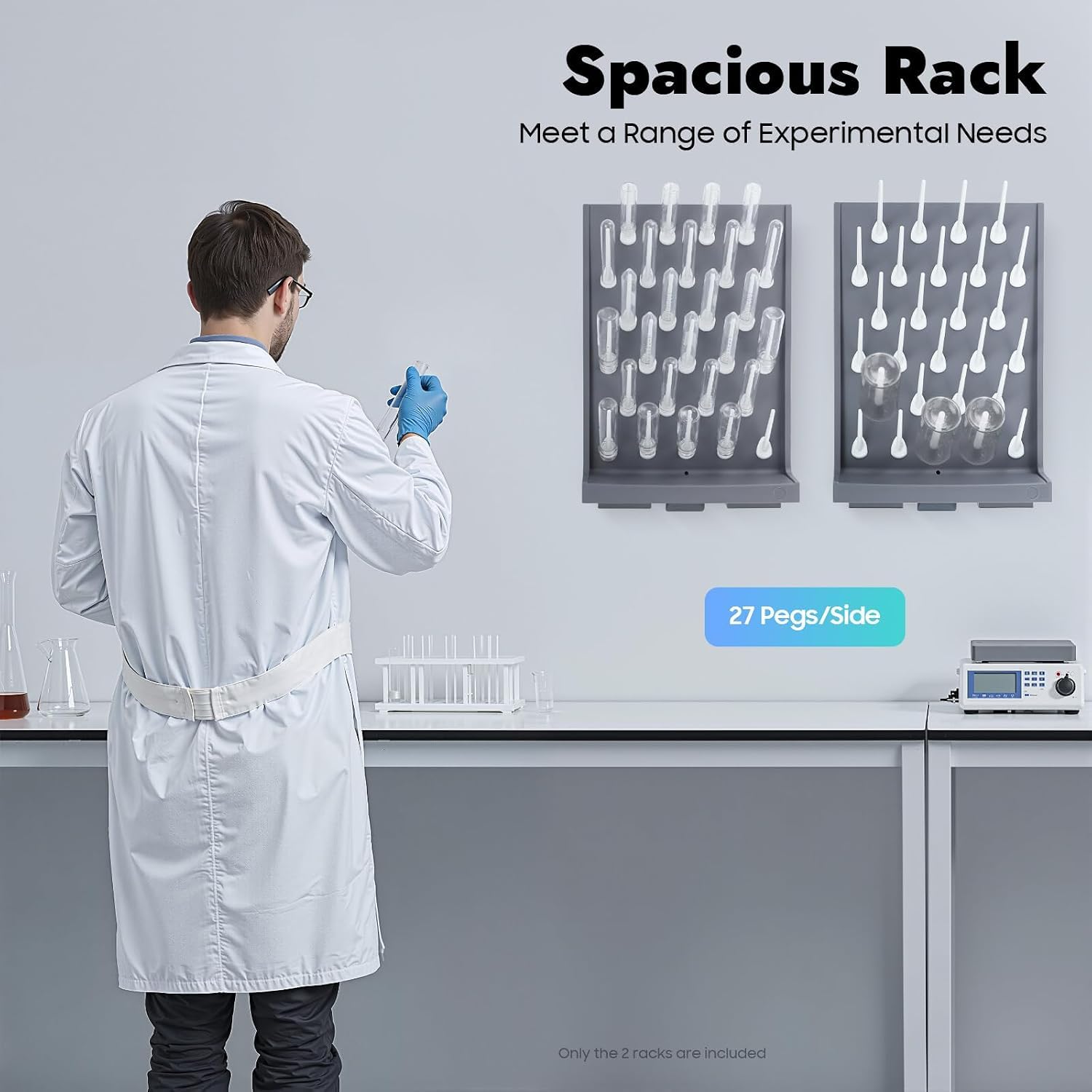 Supporto Per Asciugatura Di Provette In Vetro, 2 Supporti Da Parete Con 54 Pioli, Supporto Per Scolare Becher E Provette Da Laboratorio, Pannello Forato Per Scuola E Laboratorio, Per Utensili In