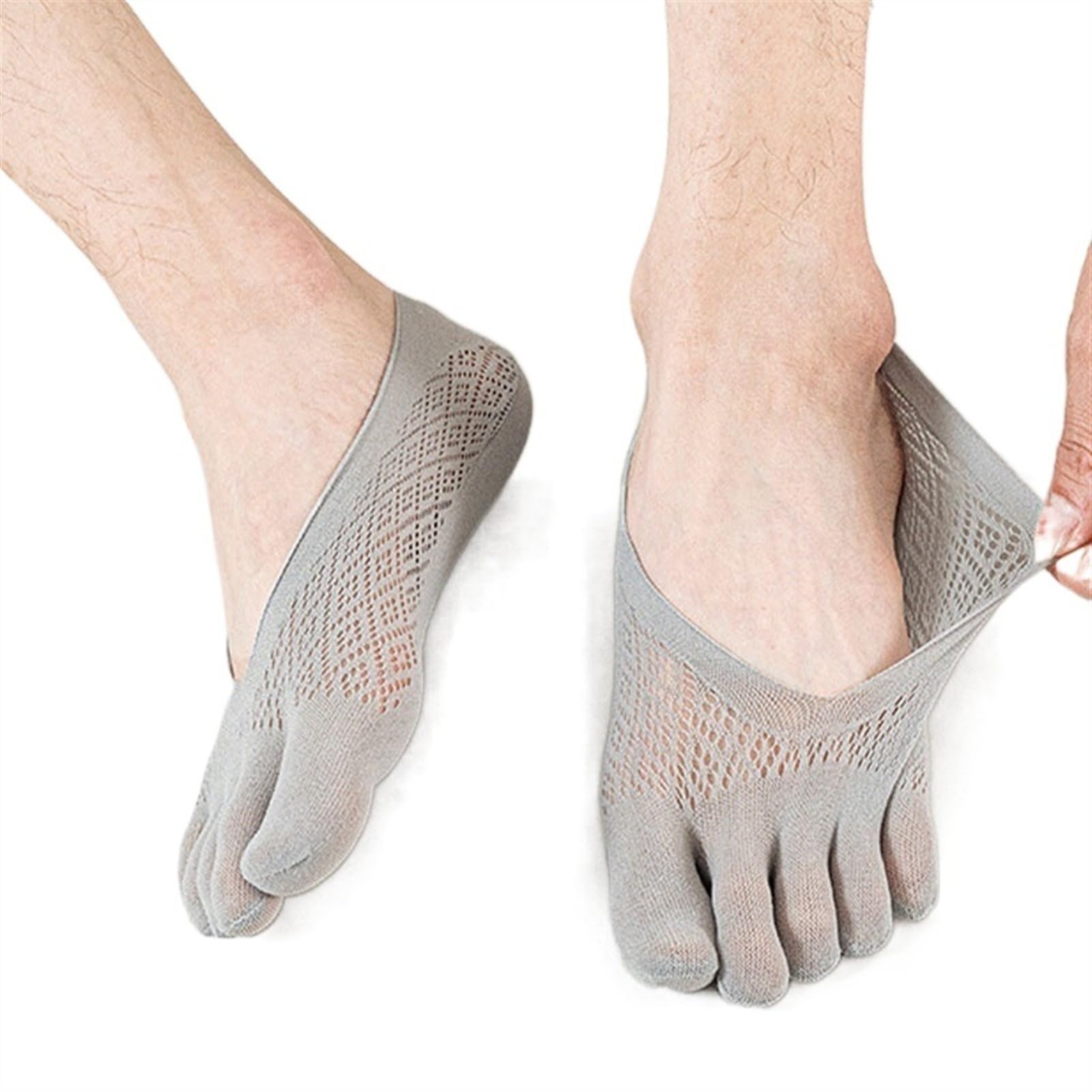 ERICAT 5 pares de calcetines de verano para hombre, ultrafinos, transpirables, invisibles, calcetines tobilleros para hombre, 5 gris oscuro, EU 37-45
