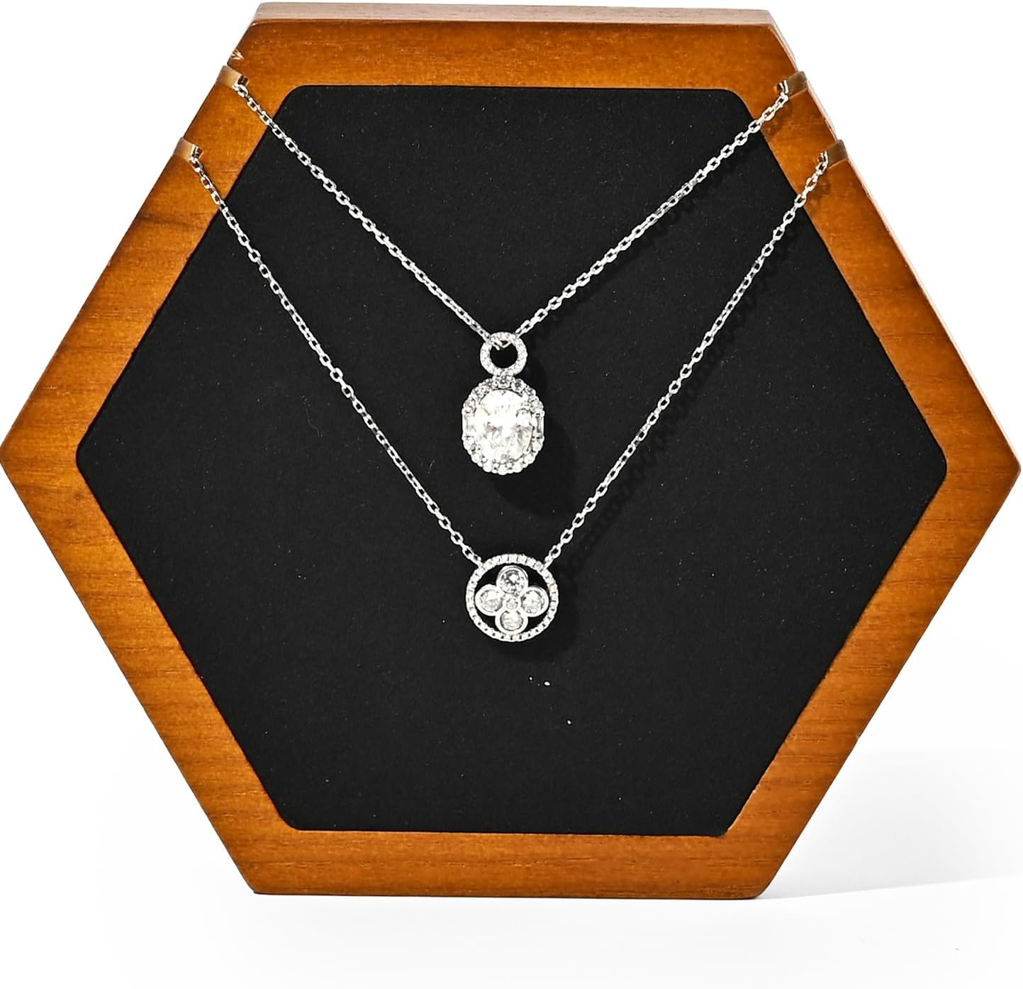 Solid Wood Necklace Display Stand Black