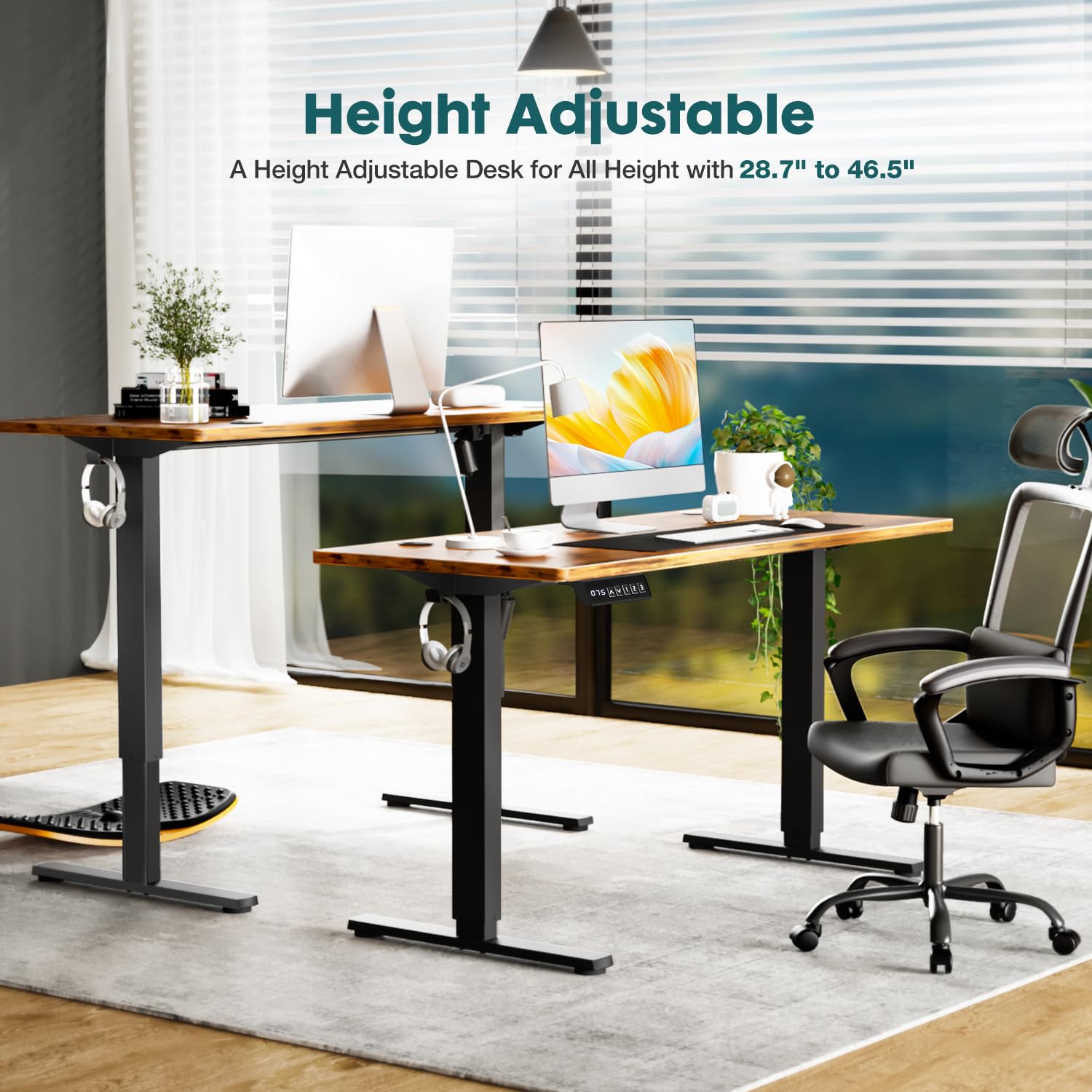 Snapklik.com : Smug Adjustable Height Standing Desk 63 Inch Electric ...