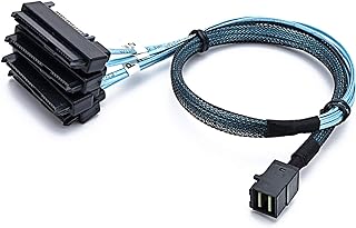 CableDeconn SFF-8643 Internal Mini SAS HD to (4) 29pin SFF-8482 connectors with SAS 15pin Power Port 12GB/S Cable (1M) (H0204)