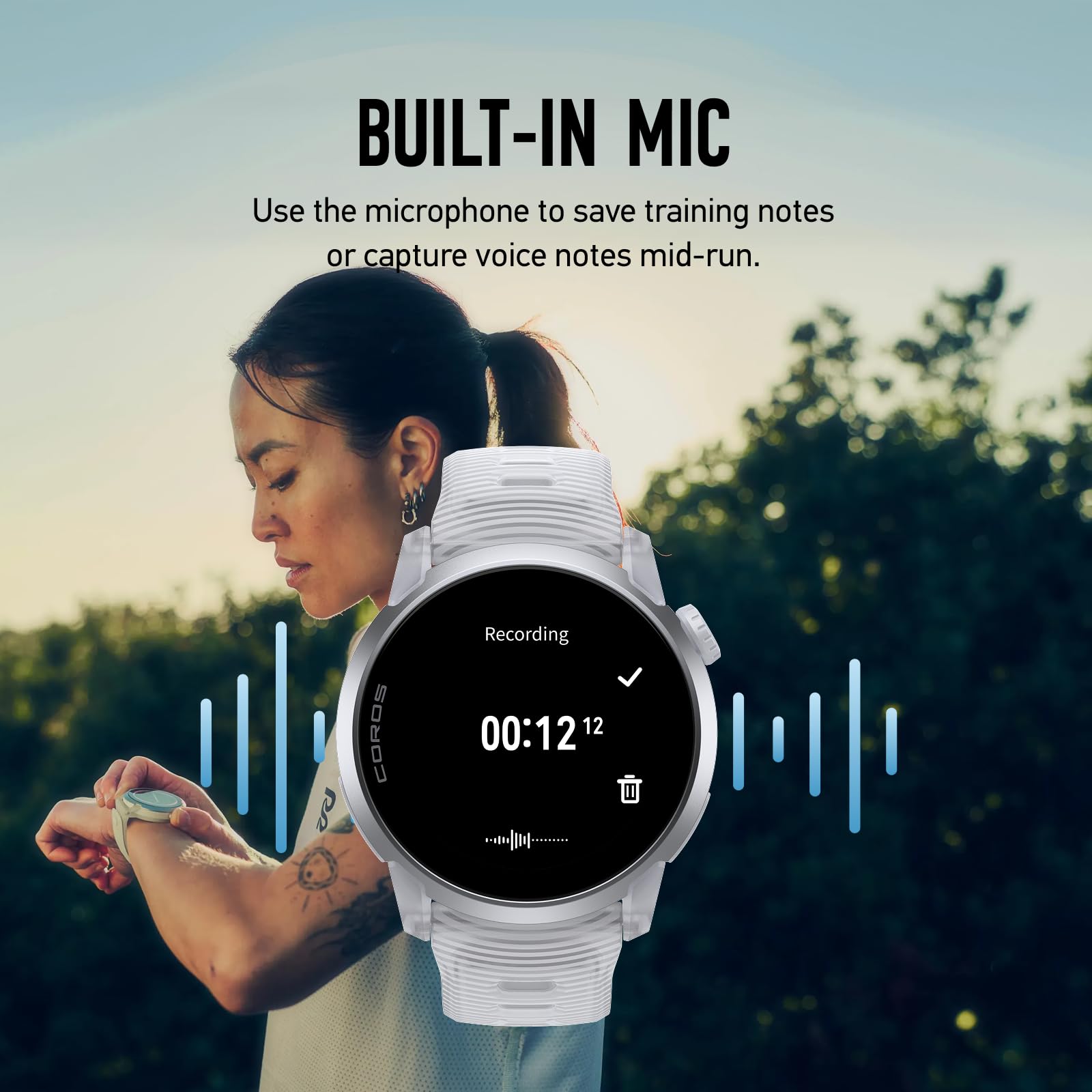 COROS PACE 4 Ultralekki sportowy zegarek GPS, ekran dotykowy AMOLED 1,2", 19 dni codziennego użytkowania, sterowanie głosem, zaawansowane narzędzia treningowe, GPS, nawigacja (biała chmura)