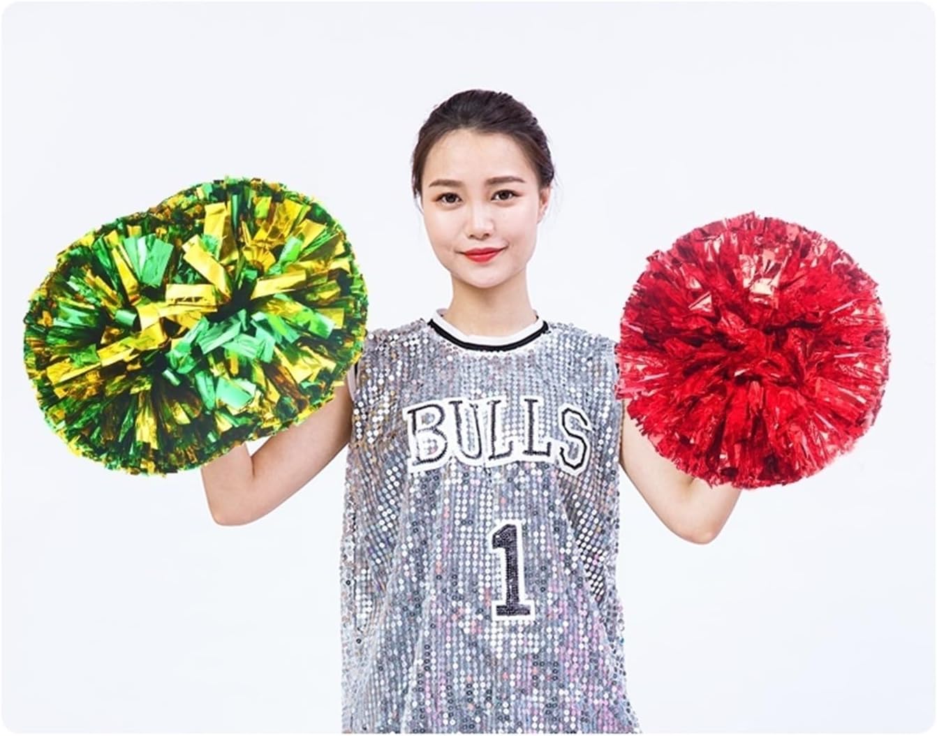Dance Cheerleading Pompoms, Cheerleading Pom Poms 2 pcs Multicolor 34cm Diameter