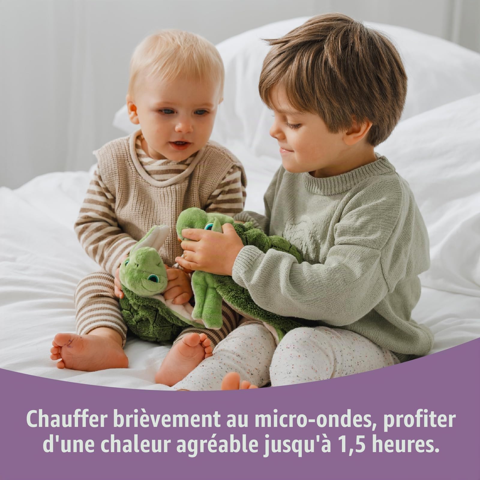 Habibi Premium Mini Deluxe - Coussin chauffant tortue d'eau - Peluche bébé-enfant - Rembourrage amovible millet - Chauffage micro-ondes - 22 cm - 250 g