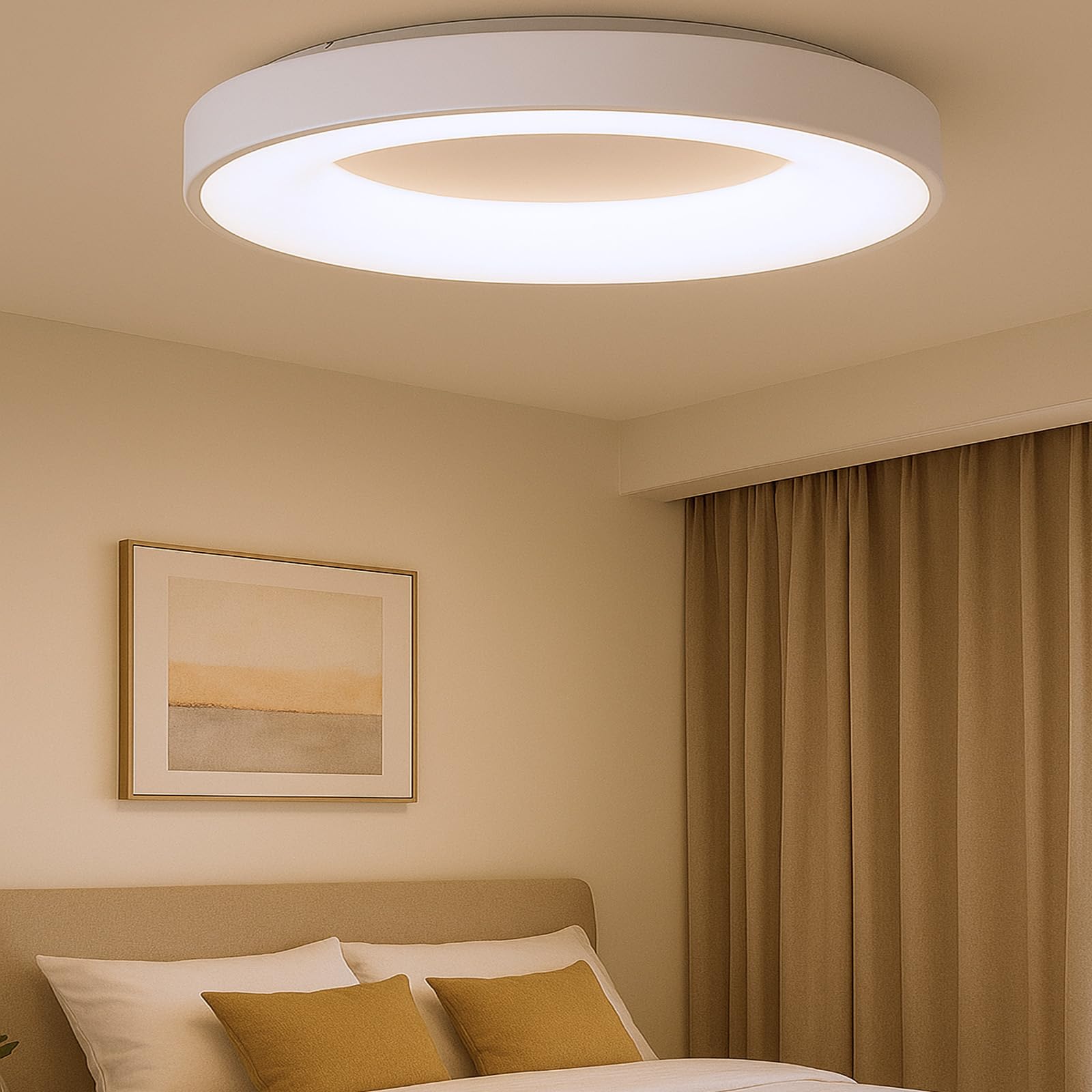 Alpinaluz Plafón LED Techo Ø50 cm 40W 5000lm en Acero Blanco Mate – Selector de Color CCT 3000K/4000K/6000K – Luz Blanca Regulable – Diseño Moderno para Salón, Dormitorio, Cocina