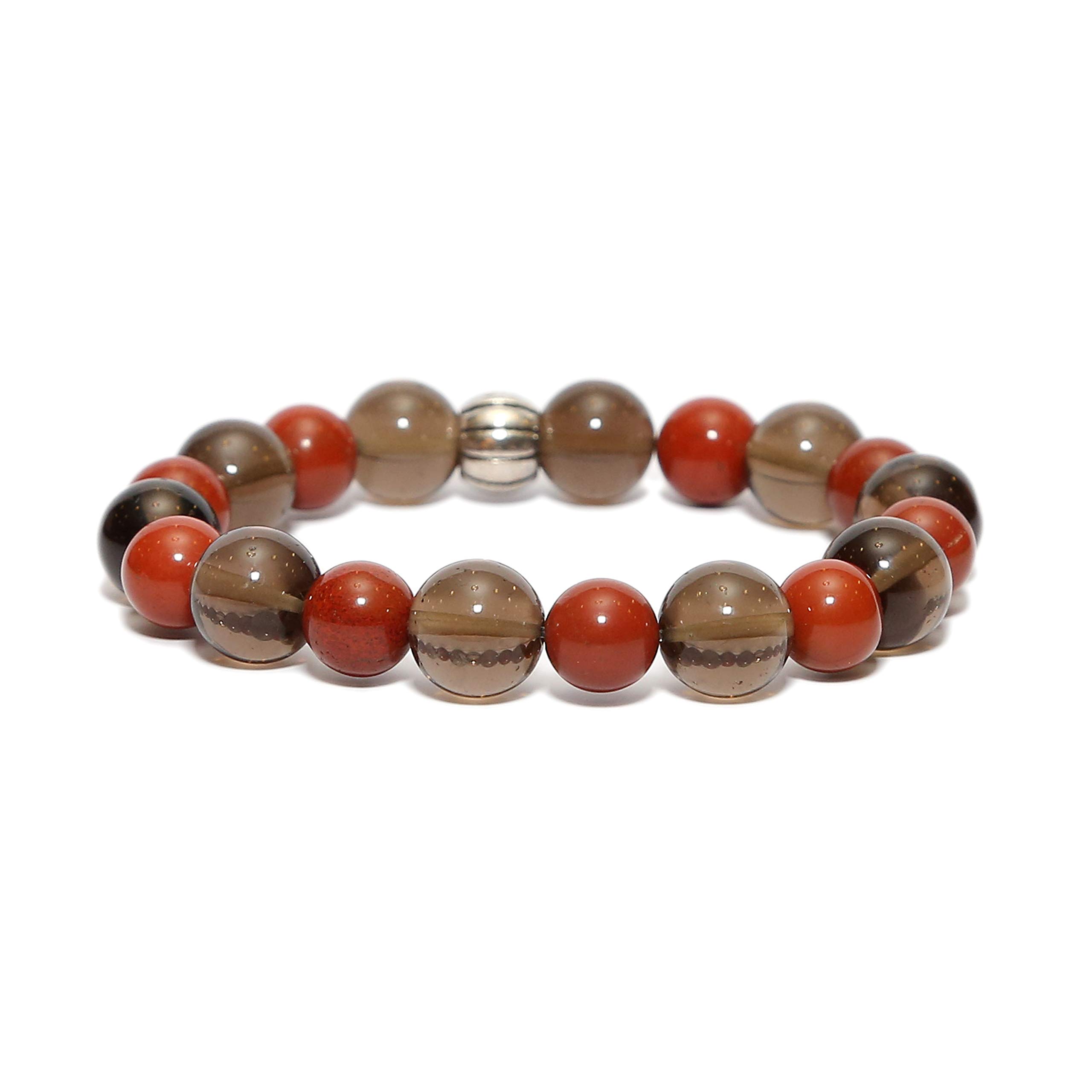 Aqeeqee Natural Gemstone Smoky Quartz with Red Jasper Unisex Bracelet for Healing Reiki vastu. (B08663CWZV) Amazon Price History, Amazon Price Tracker