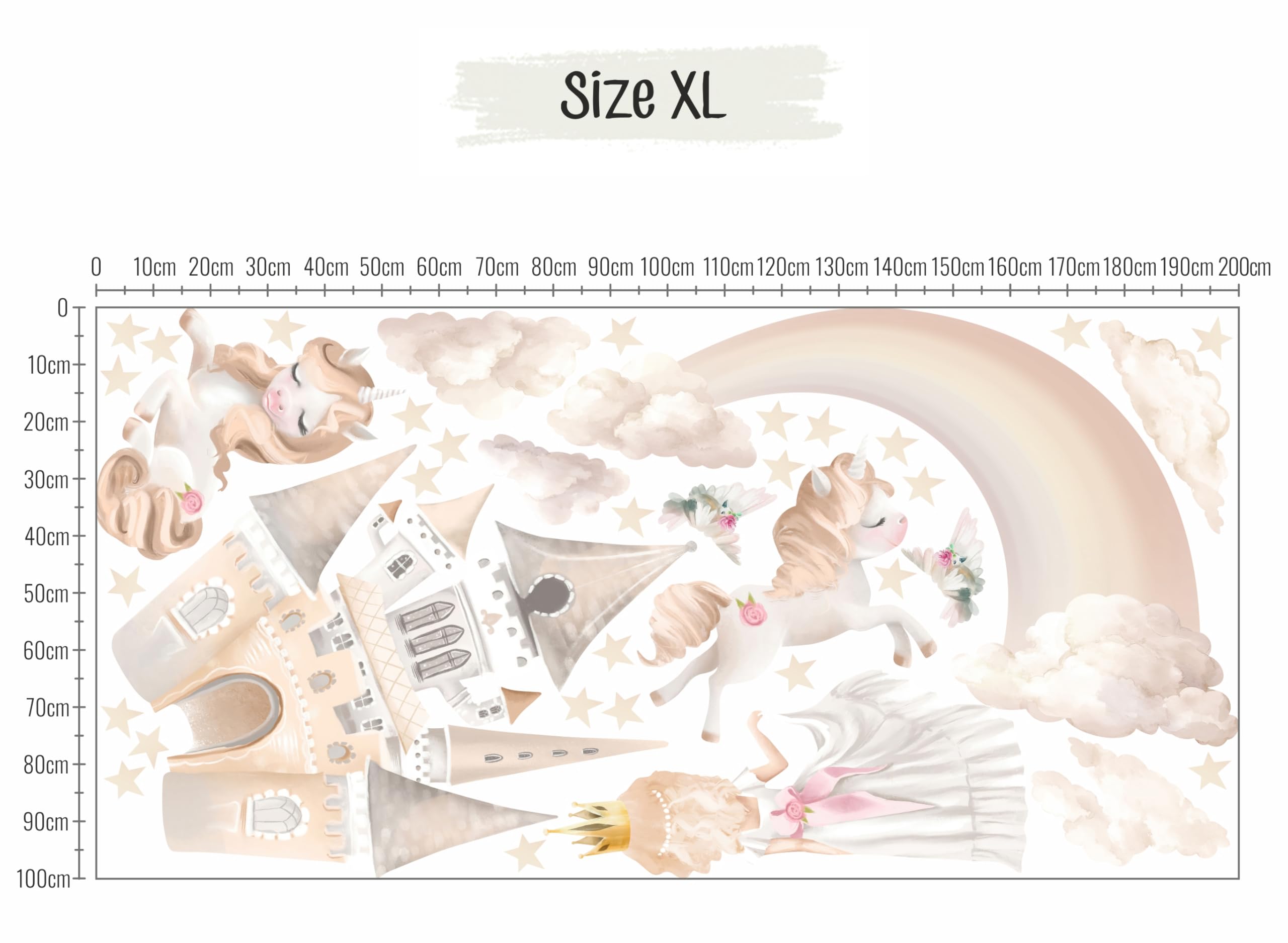Graz Design os6200 - Adesivo da parete per cameretta dei bambini, motivo principessa (200 x 100 cm)