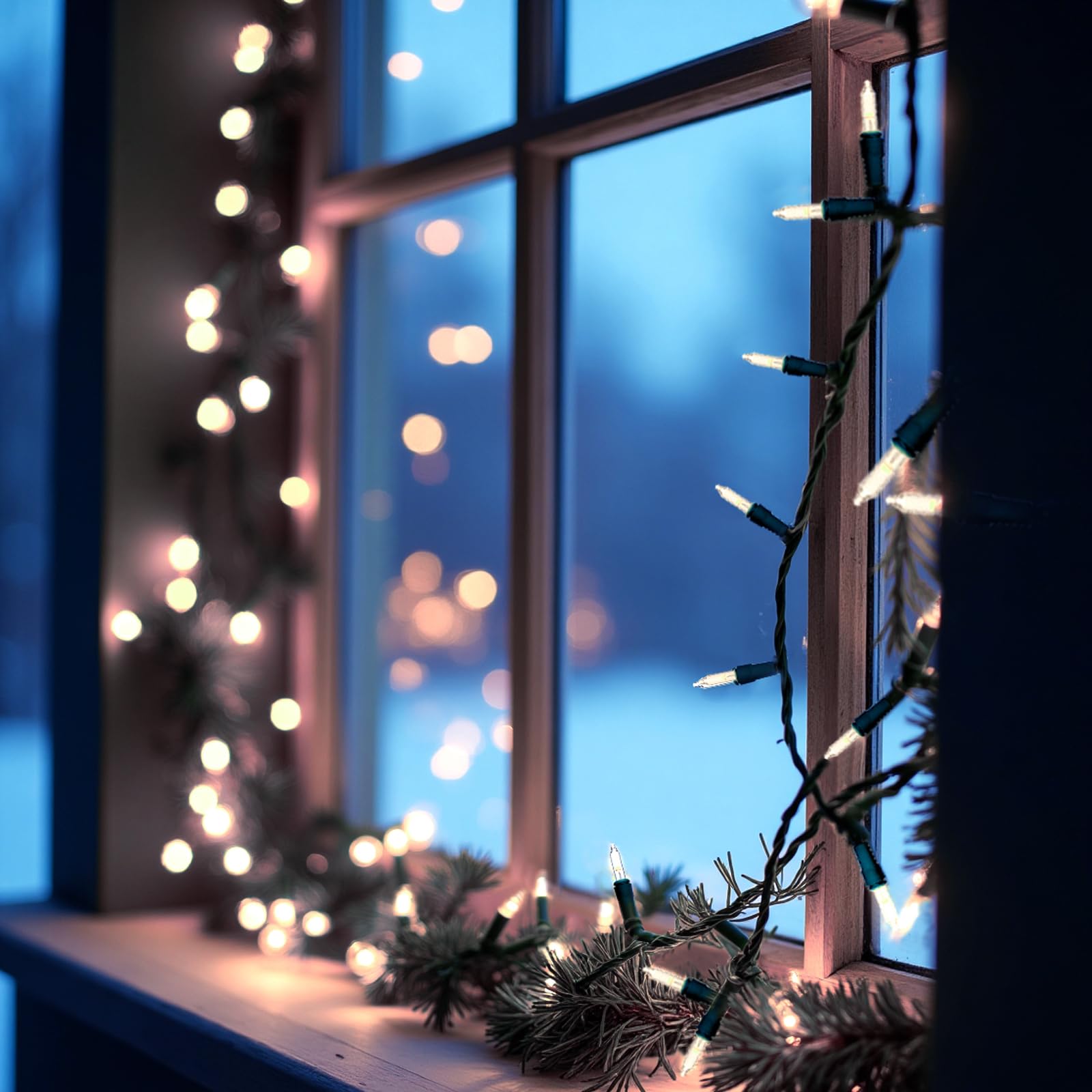 Luces LED de Navidad S7 de 35 pies para exteriores, alambre verde blanco frío, tira de luces de Navidad para interiores y exteriores, decoración de árbol y patio, certificación UL (blanco frío, 100)