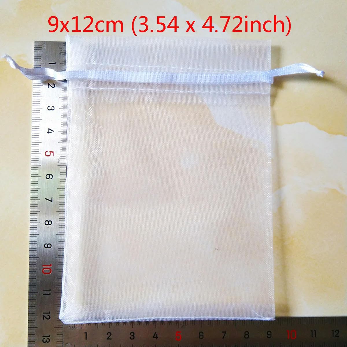 Lot de 100 sachets en organza blanc avec cordon de serrage, 7 x 9, 9 x 12, 10 x 15, 13 x 18, 15 x 20 cm, pour emballage de bijoux, fête d'anniversaire, 15 x 20 cm, blanc, 1000 pièces