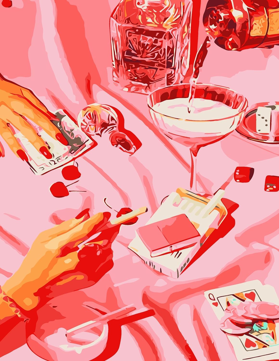 MINGYUANSDIY Number Painting of Pink Casino, Adding Luxurious Atmosphere and Artistic Vibe to Living Room and Bedroom Decor, Unframed, 40x50cm