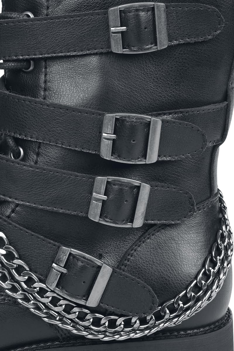 Gothicana by EMP Herren Schwarze Boots mit Schnürung und optischer Kette
