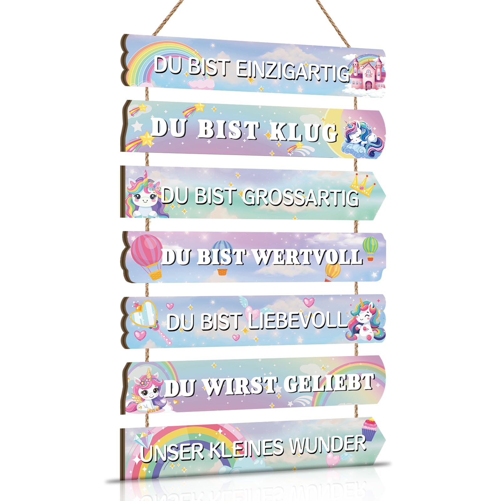 TOARTi Einhorn Wanddeko für Kindzimmer Mädchen Schild Einhorn Wandkunst Regenbogen Deko mit Spruch Inspirierende Zitate Wandbild Tiere Wandschild für Babyzimmer Schlafzimmer Geschenk