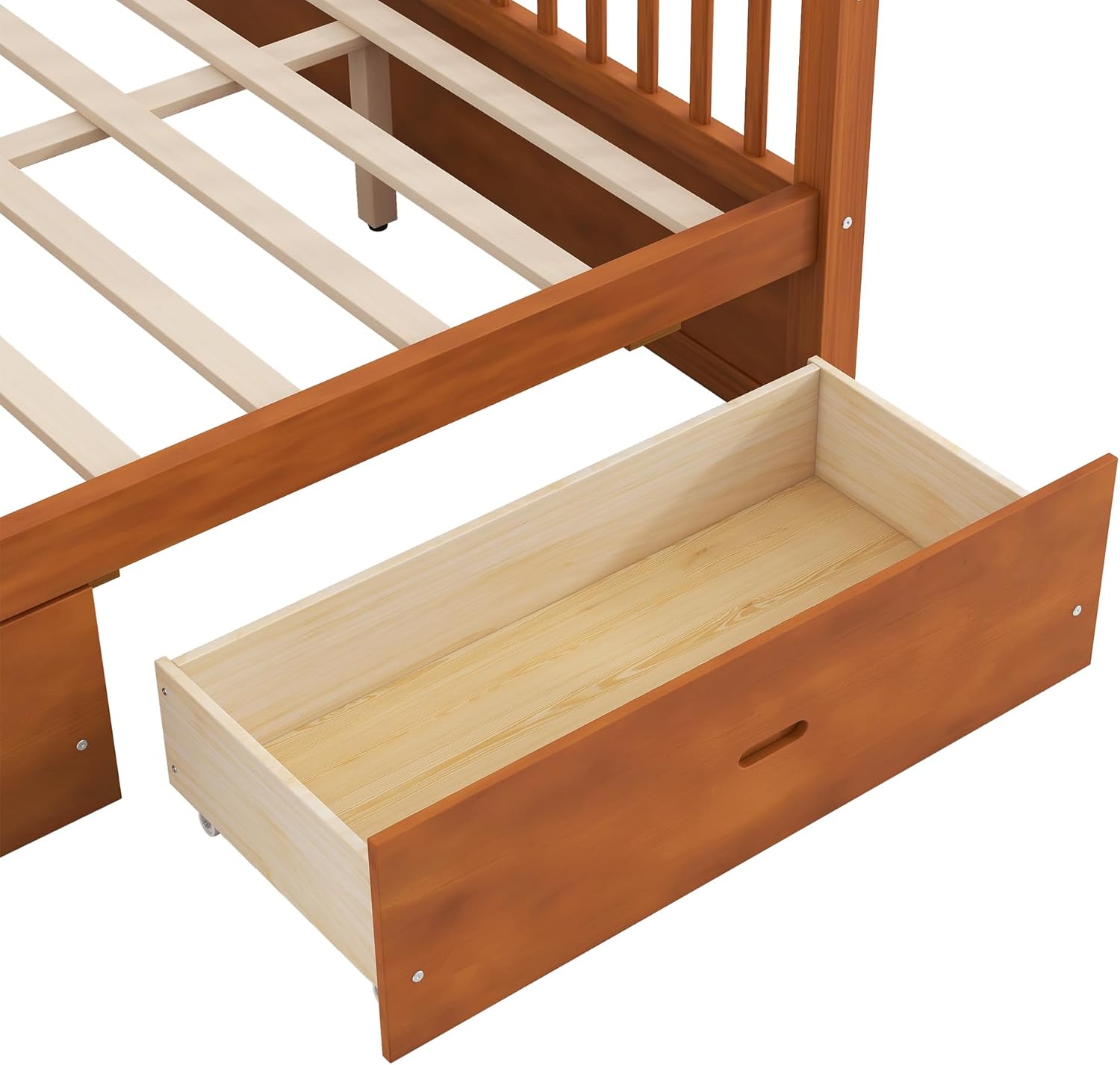 Harper & Bright Designs Queen Size Canopy Bed with 2 Storage Drawers, Slatted Support, Versatile Design Easy Assembly, Organized Storage for Bedroom, Walnut