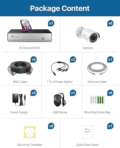 Miniatura 9 de Loocam Sistema de cámara de seguridad para el hogar, 1080p H.265+ DVR con disco duro de 1 TB, cámara de vigilancia con cable de detección de