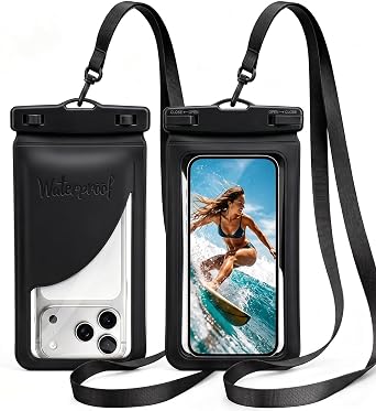 Waterproof Phone Pouch for iPhone 17 16 15 Pro Max IPX8 Black+Black