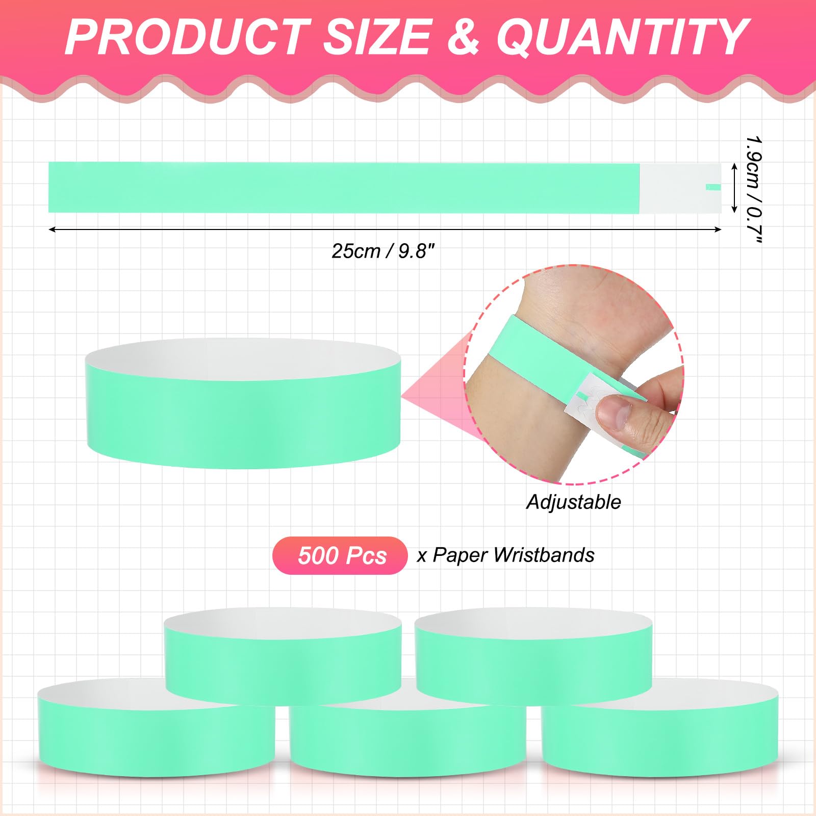 PATIKIL Paper Wristbands for Events 500 Pack Neon Party Wrist Bands - Image 2