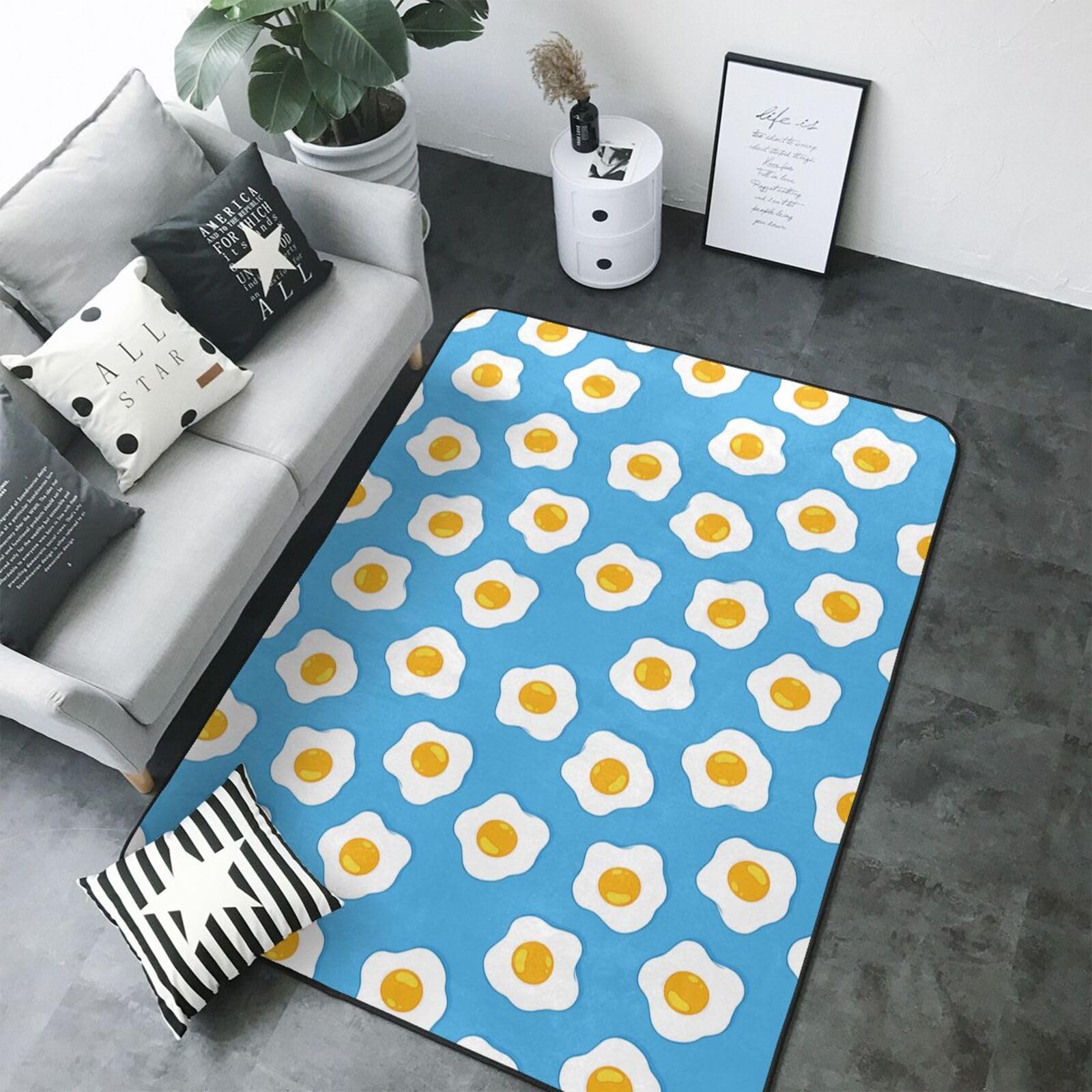 Tapis de salon lavable et doux turquoise 147x203 cm pour chambre