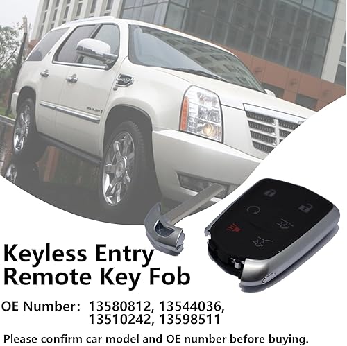 Miniatura 2 de HYQ2AB - Llavero remoto de entrada sin llave de 315 Mhz con 6 botones para Cadillac Escalade 2015-2019 Reemplazar 13580812 13544036 13510242 13598511
