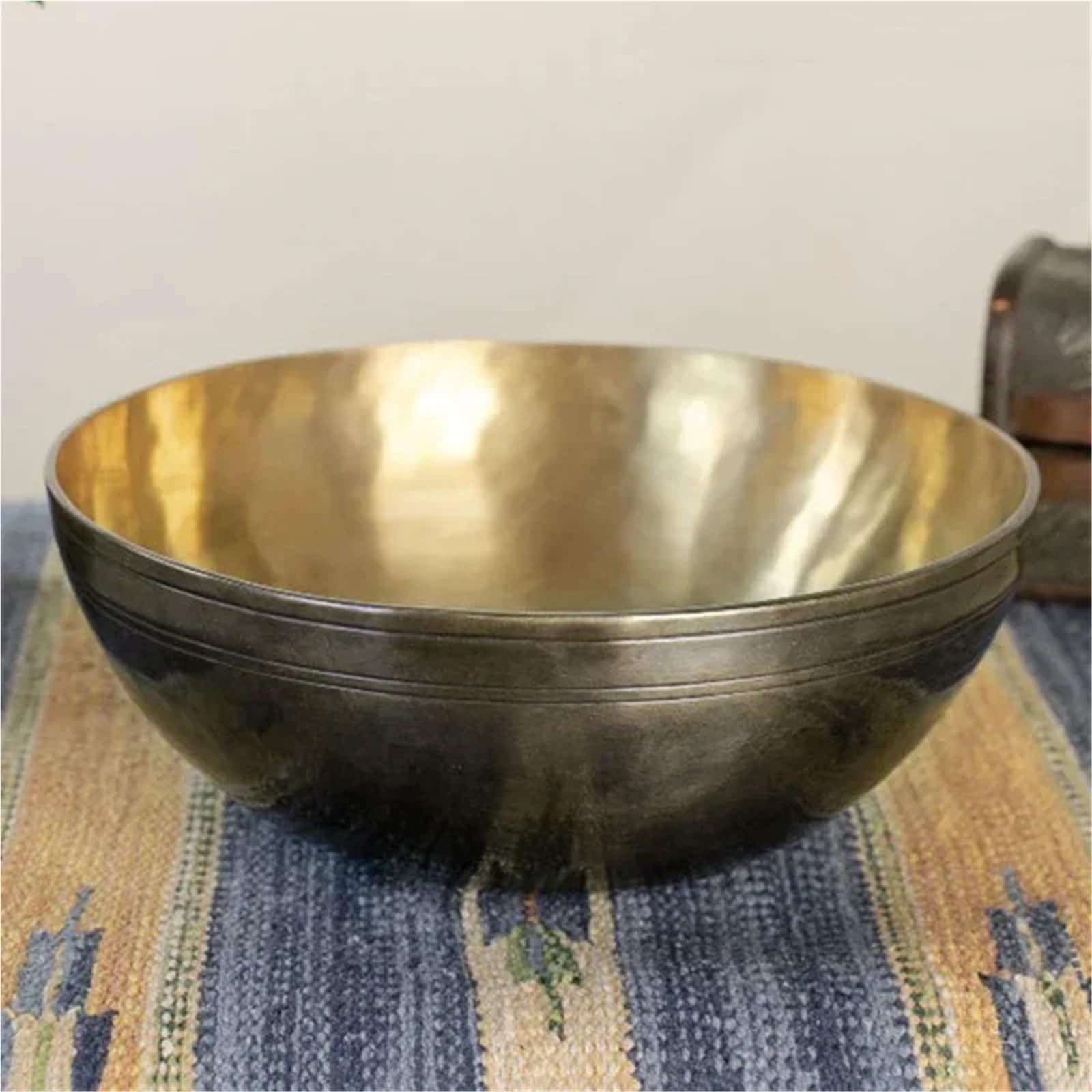 Klangschalen Handgemachte Klangschale Messing Gravur Linie Meditation Yoga Kupfer Buddha Schalen Klangheilung Therapie(Caliber About 27CM)