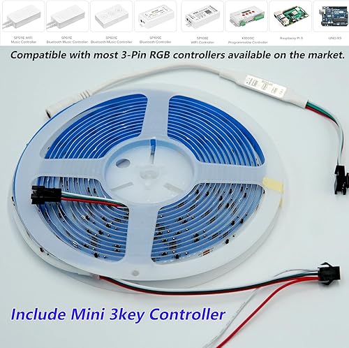 Miniatura 6 de Tira LED COB direccionable RGB WS2811 IC, Waterprppf 12V 720LEDsm WS2811 RGB Magic Digital Pixel RGB COB LED cinta+mini controlador para fiestas,