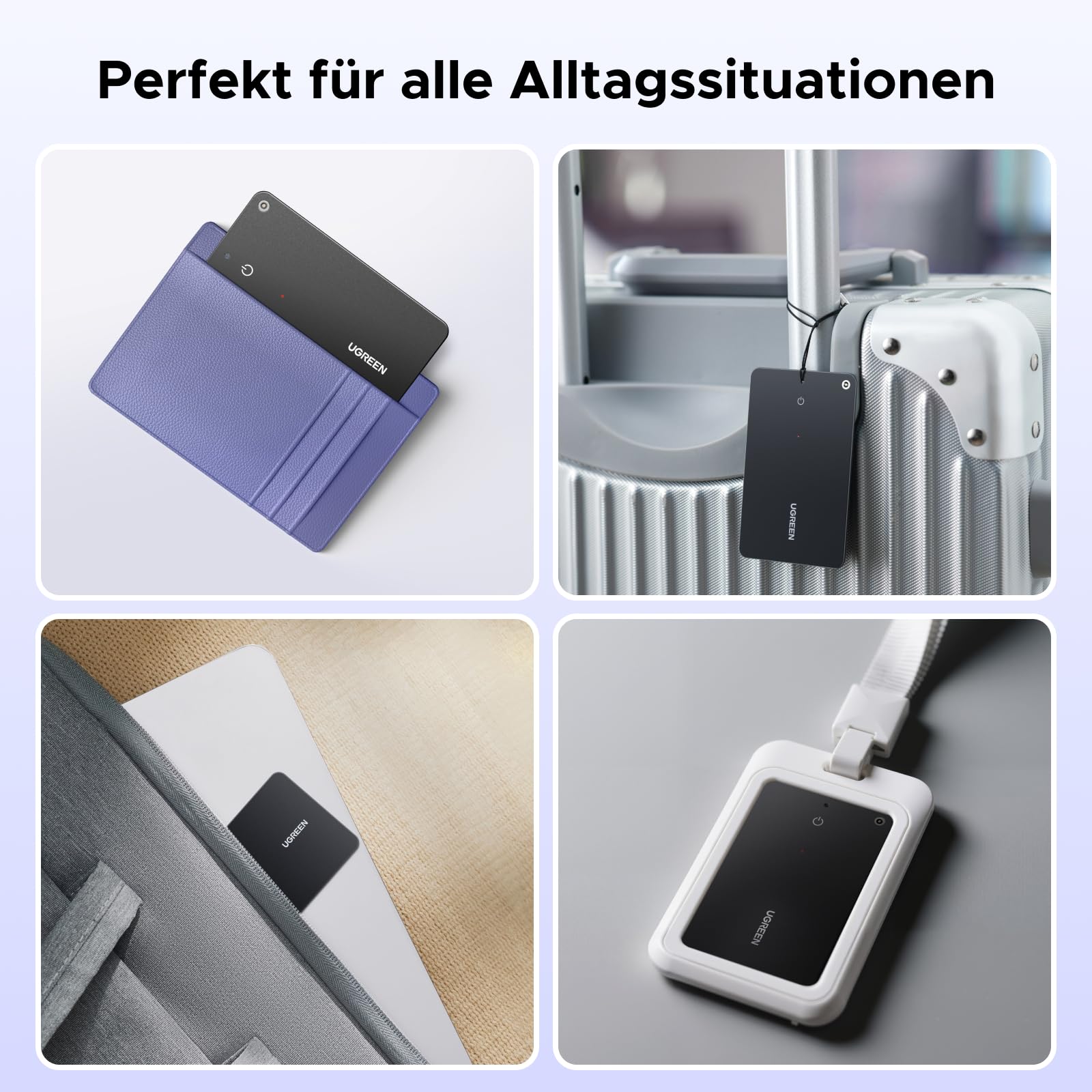 UGREEN FineTrack Slim S Kompatibel mit Samsung SmartThings, Rückwärtssuche des Handys, 7 Tage Verlaufsverfolgung, wiederaufladbarer Walletfinder, IP68 Wasserdicht, Bluetooth Tracker für Galaxy Handy