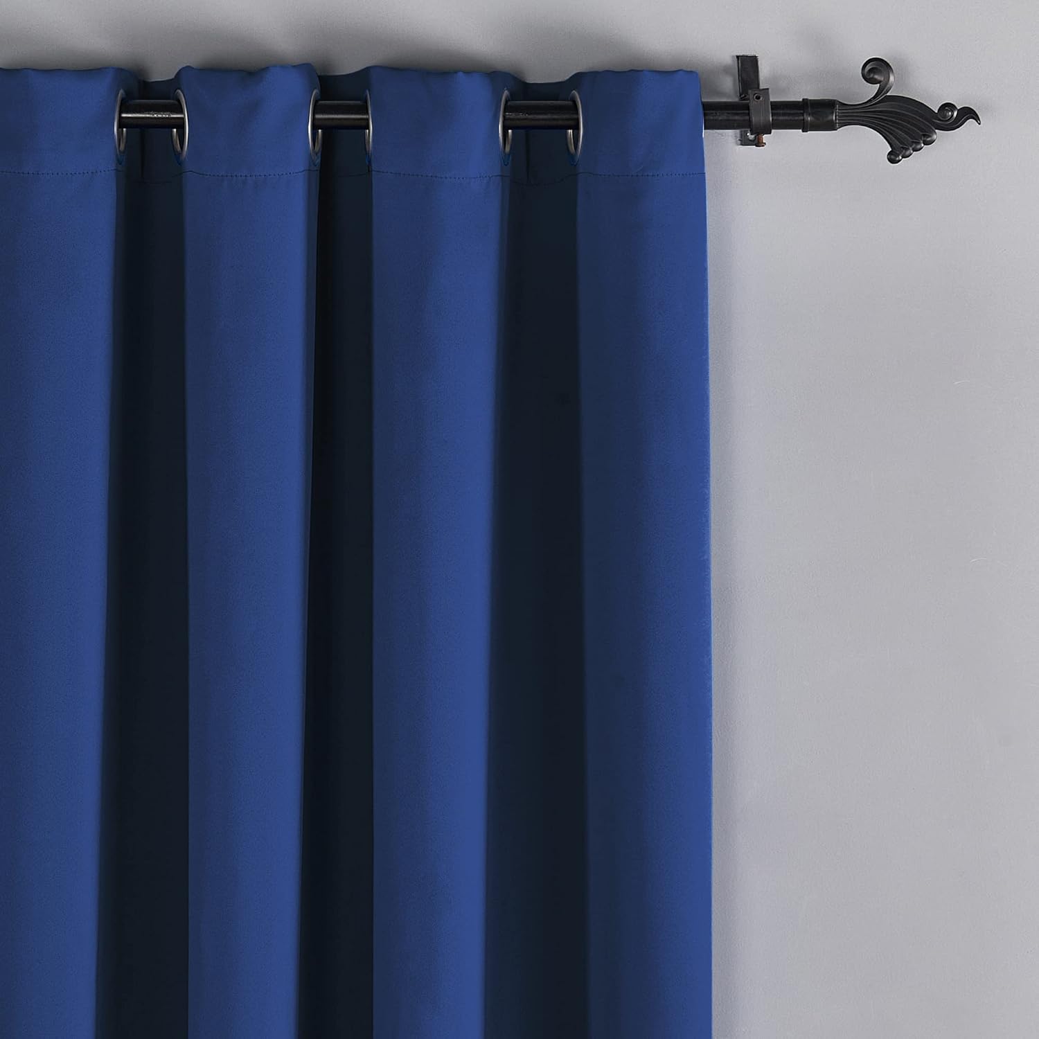 Home Soft Things Serenta 4 Piece Grommet Darkening Thermal Insulated Blackout Window Panel Curtain Set, 2 Curtains and 2 Tiebacks, 54" x 96", Dark Blue