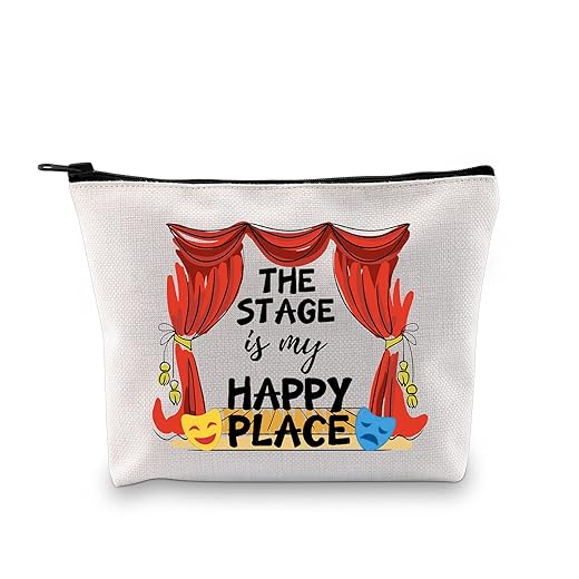 Performer Gift Broadway Play Performer Gift Musical Lovers Gifts The Stage is My Happy Place Cosmetic Bag Gift for Musician (Stage is My Happy Place)