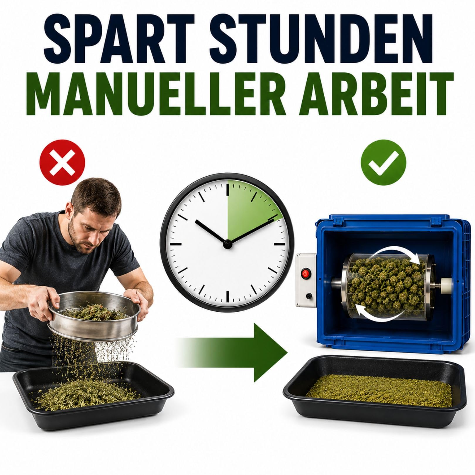 Weedness Máquina de polen 500 gramos XL Set – Polm Shaker restos de cosecha secado procesamiento trituradora trituradora extractor de polen