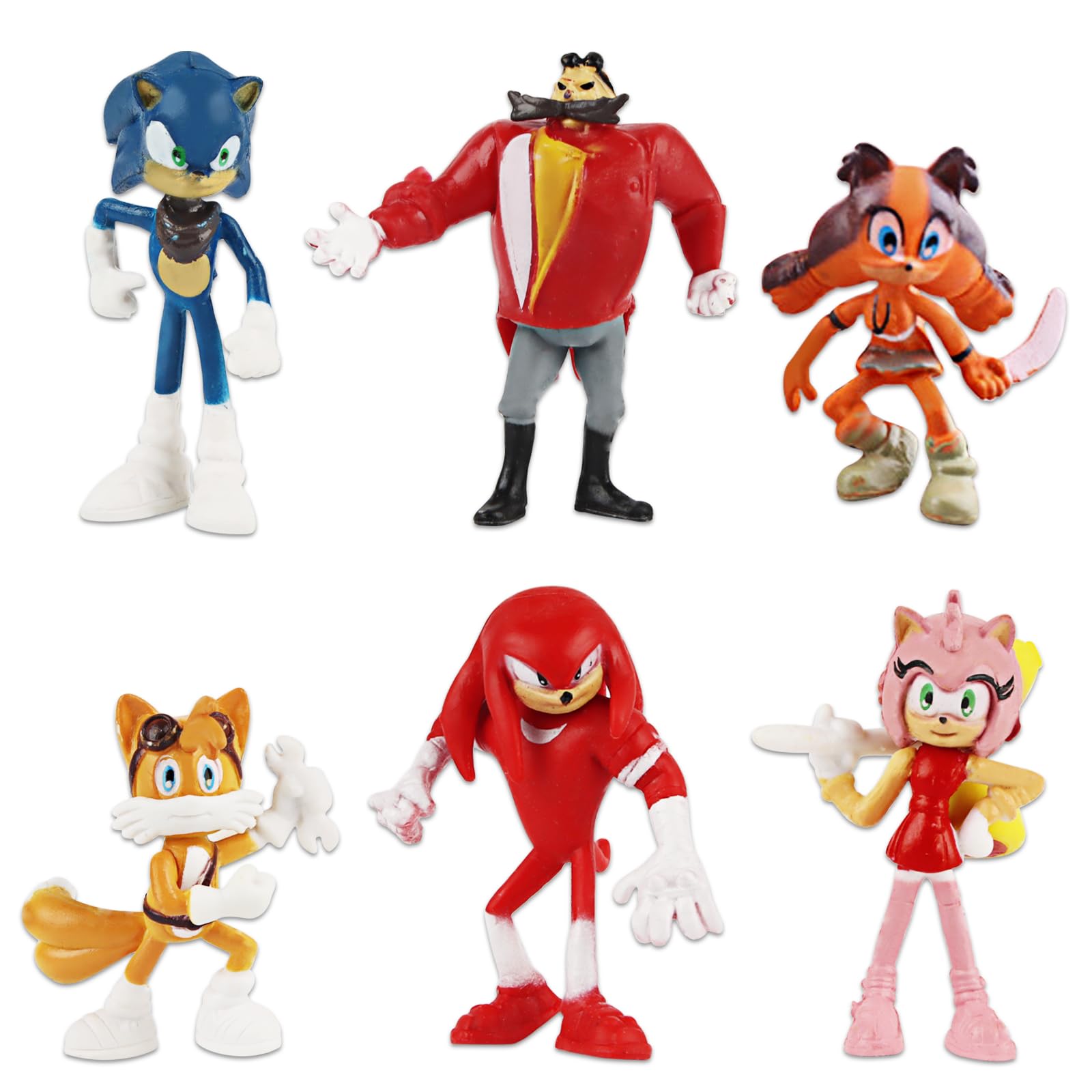 Xingsky Juego de minifiguras, figuras de Sonic para decoración de tartas, 6 unidades, decoración de cumpleaños para niños, niñas, cumpleaños, decoración de tartas, baby shower, modelo de juguete para