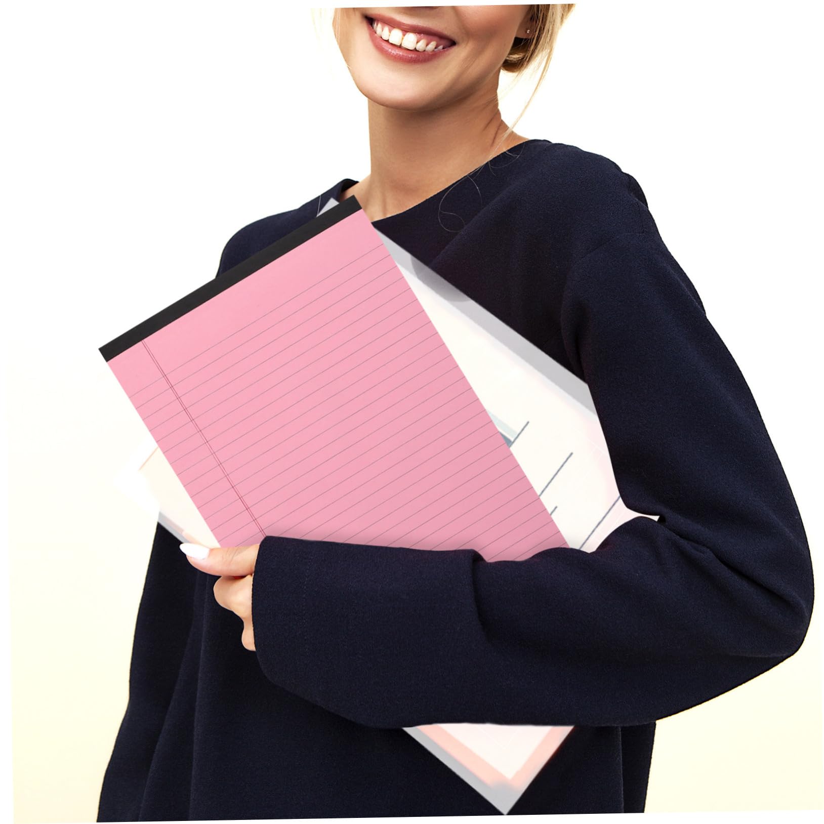 Sewroro 4 Stück-Pack A4 Notizblock Rosa mit Tearoff Funktion und Großzügigem Schreibplatz Linierte Seiten mit Horizontaler Aufteilung für Schule und Zuhause