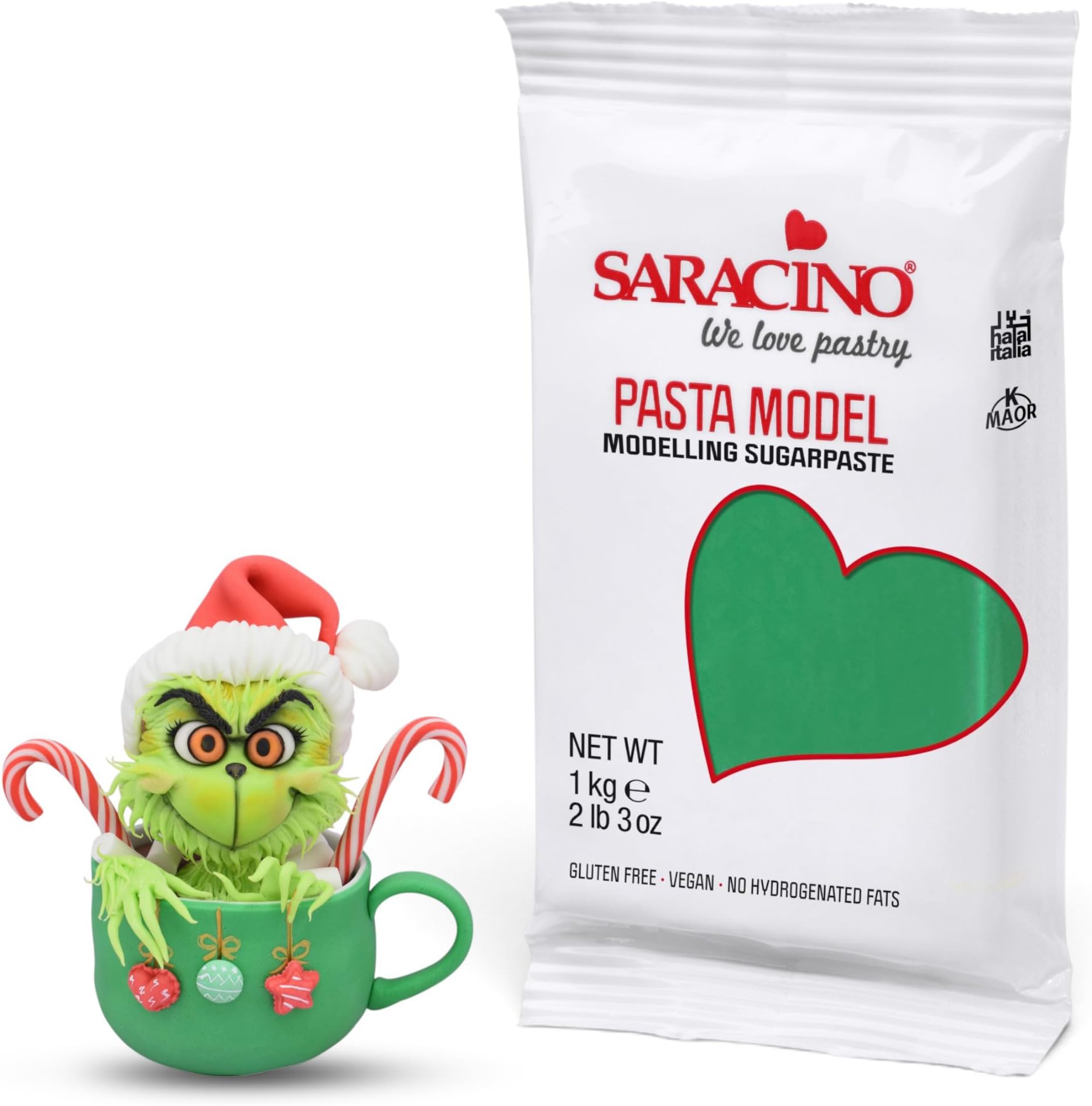 Saracino Sugar Paste Model Green Modelling Paste 1 kg Gluten Free Made in Italy
