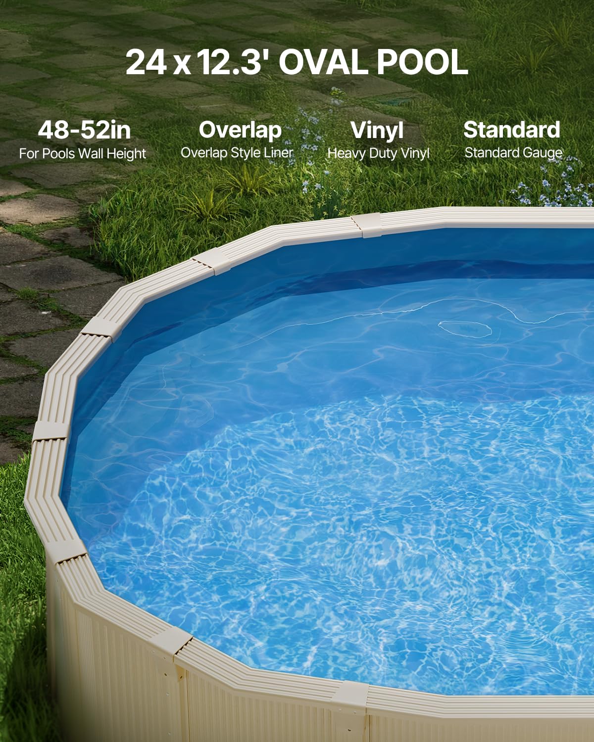 VEVOR Ovale Poolfolie, 730x375x147 cm, Innenfolie, Ersatzfolie, Innenhülle, Schwimmbadfolie Folie aus Vinyl in Standardstärke, verschleißfest, für Aufstellpools mit 132 cm hohen Wänden, einfarbig
