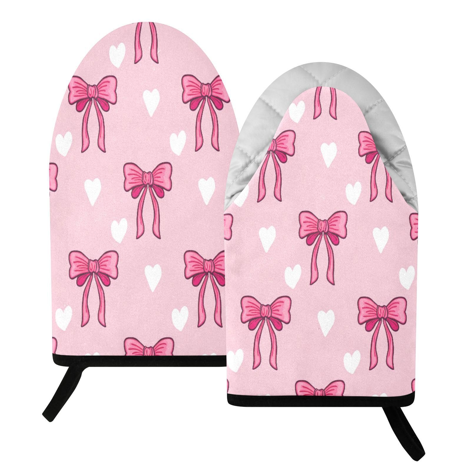 BURSTDDY Bows Oven Mitt,Heat Resistant Kitchen Mitts for Cooking