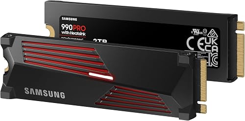 Samsung SSD Interne 990 PRO avec dissipateur, NVMe M.2 PCle 4.0, 2 To, Vitesse de lecture jusqu'à 7 450 Mo/s, Gestion Intelligente de la chaleur, MZ-V9P2T0CW - 2