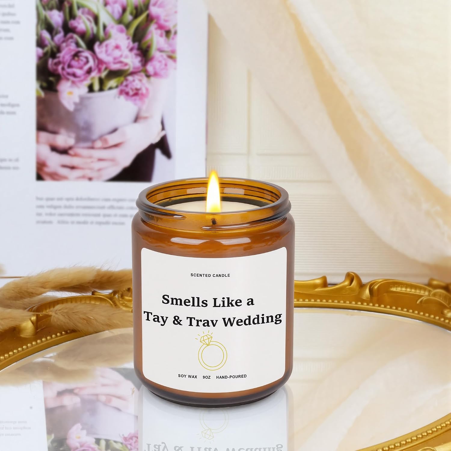 Taylor Inspired Gifts, Birthday Candle Gift for Best Friends, Cool Fan Gifts for Women Adult Sports Fans, Natural Soy Wax Lavender Candle Room Decor, Tay & Trav Taylor Merch Themed Gift Ideas