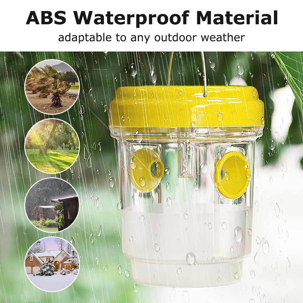 Piège Frelon Asiatique, 4 Pièces Piège à Guêpes Insectes, Attrape-Guêpes Amovible et Réutilisable, Kit Piège a Frelon Asiatique pour Exterieur Jardin Balcon, sans Produits Chimiques (Jaune)