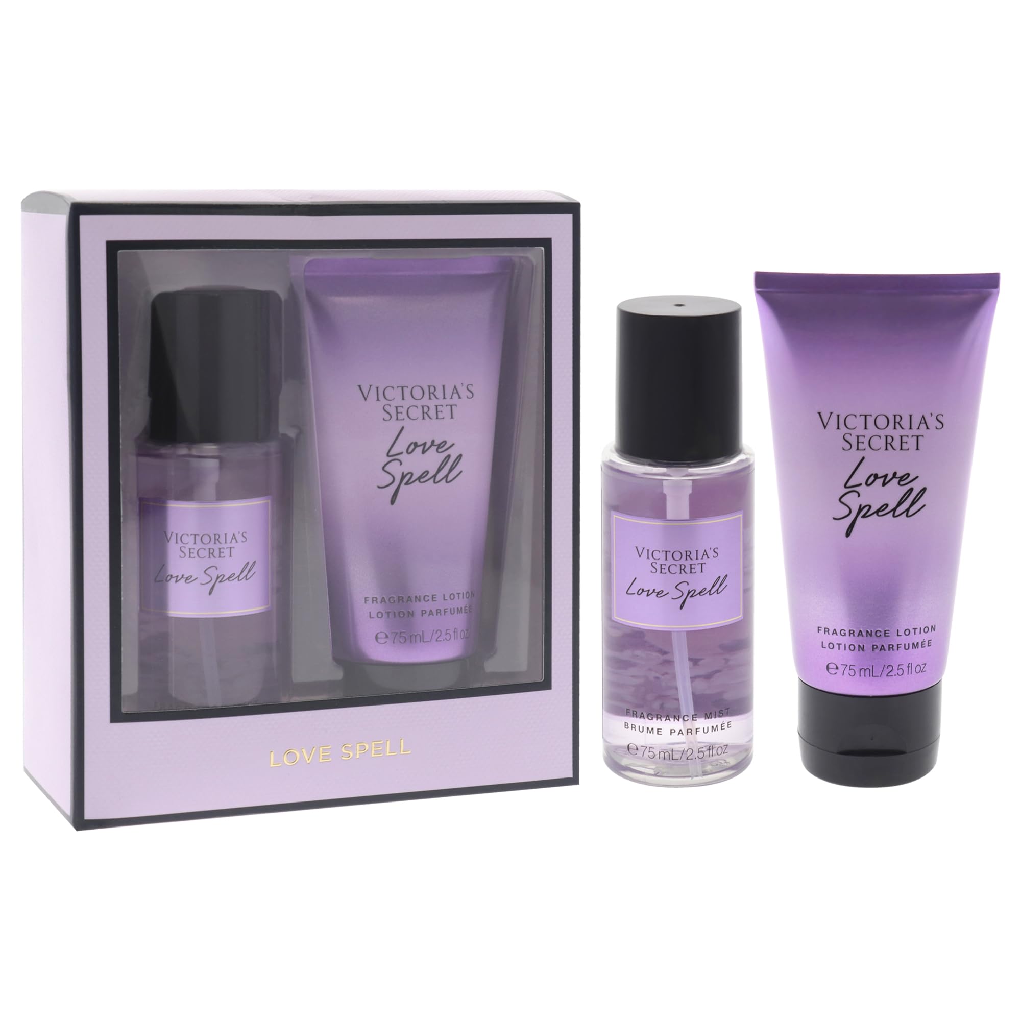 Love Spell Set by Victorias Secret for Women – 2 pz Mini Gift Set 2,5 oz Fragrance Mist, 2,5 oz Fragrance Lotion