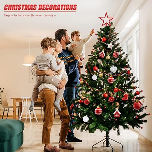 Miniatura 4 de SUMELAY Juego de 107 bolas de Navidad decoraciones de árbol de Navidad plateadas y blancas adornos colgantes inastillables para Navidad decoraciones