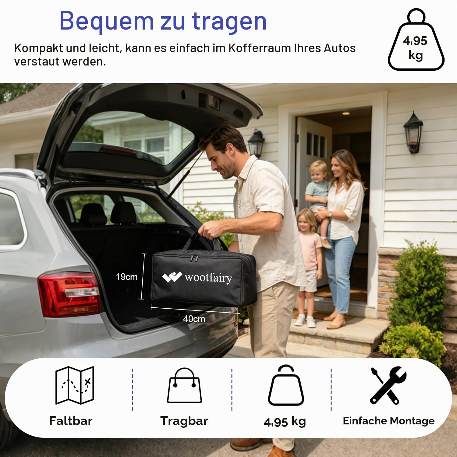 120Beamer Leinwand mit Stativ, rutschfest Projektorleinwand mit Tragetasche | 16:9 Full HD Faltbarer Beamer Leinwand, Projektion Leinwand mit Stand ür Heimkino, Büro und Camping