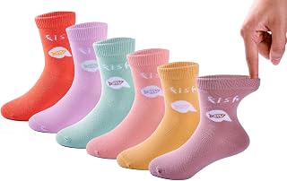 Big Girls Cotton Crew Socks Kids Seamless Toe Socks Colorful Athletic Quarter Socks 8-10 Years