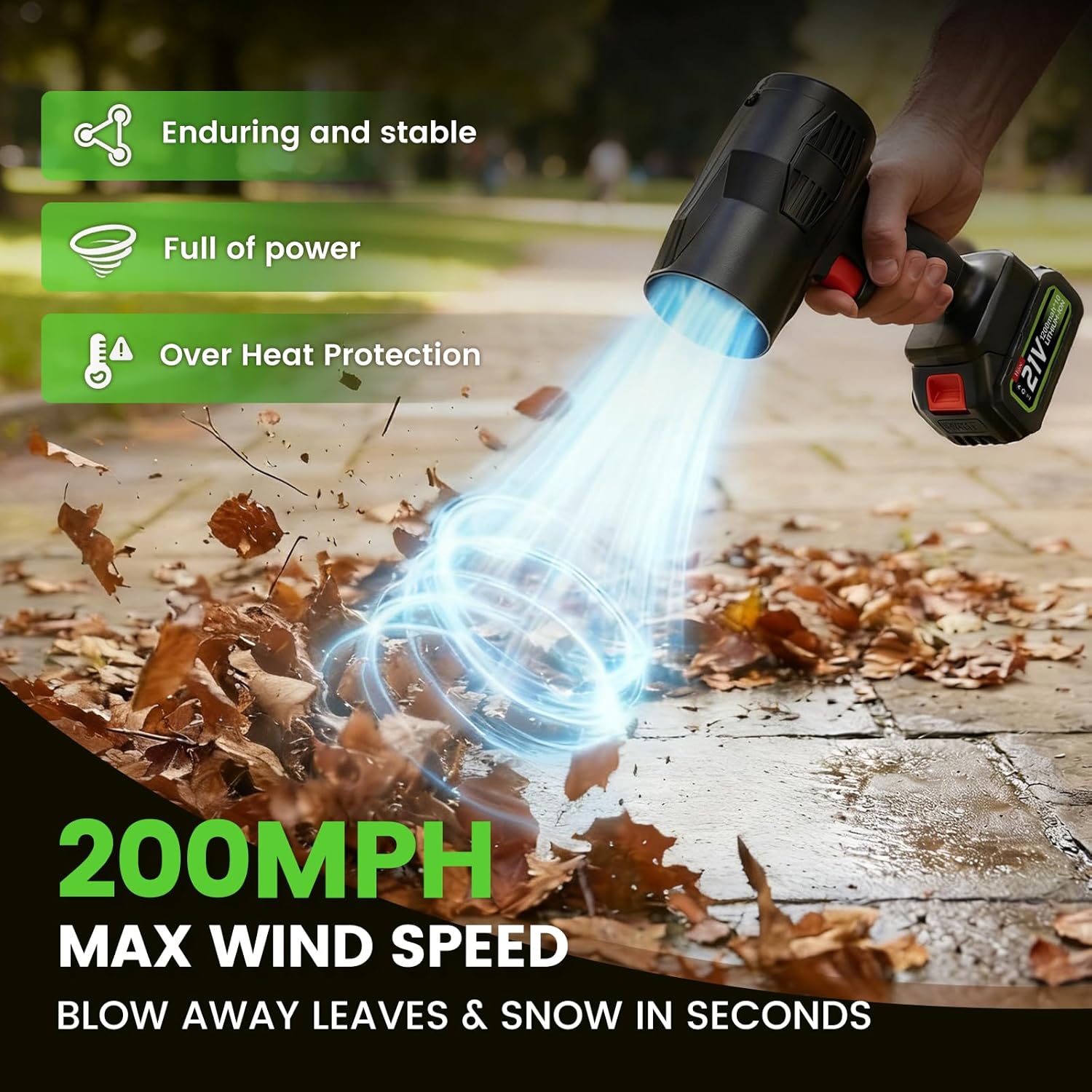 21V Cordless Leaf Blower with 2 Batteries & Charger,130000 RPM High Speed,Lightweight Portable Handheld Blower for Lawn Care,Patio Cleaning & Yard Maintenance,Black