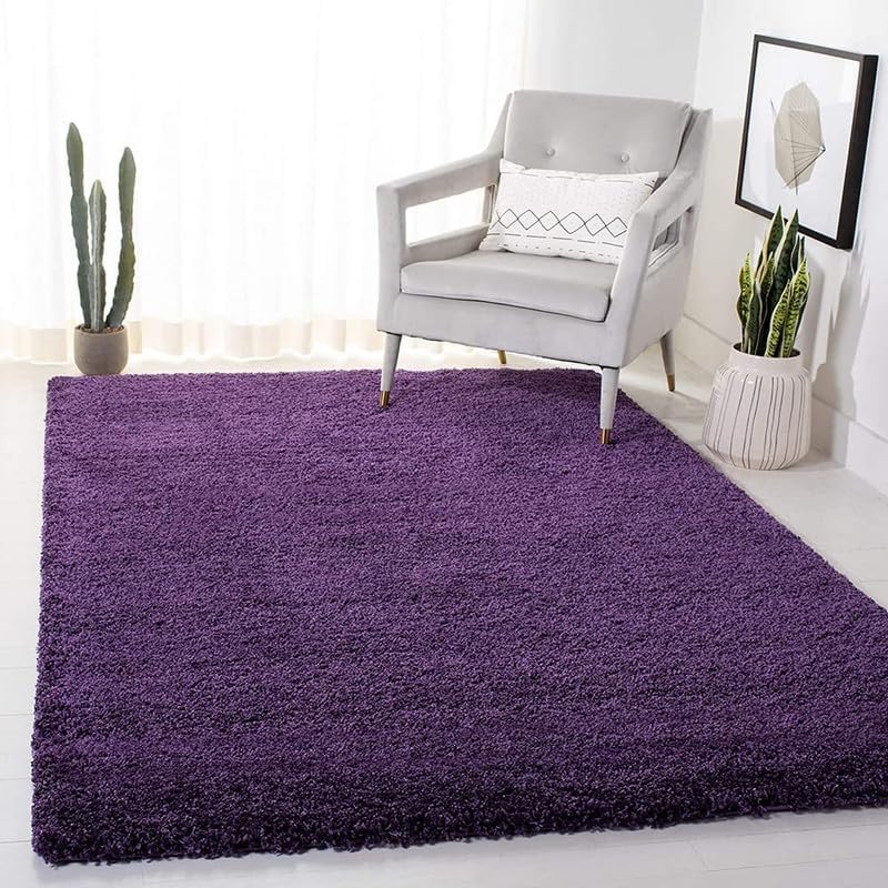 Image of Carpet for Living Room 5X7 FEET Modern Soft Shaggy Carpet Thick, Fluffy & 2 inch Pile Shag Rug for Your Kids Room, Bedroom & Livingroom (Purple)